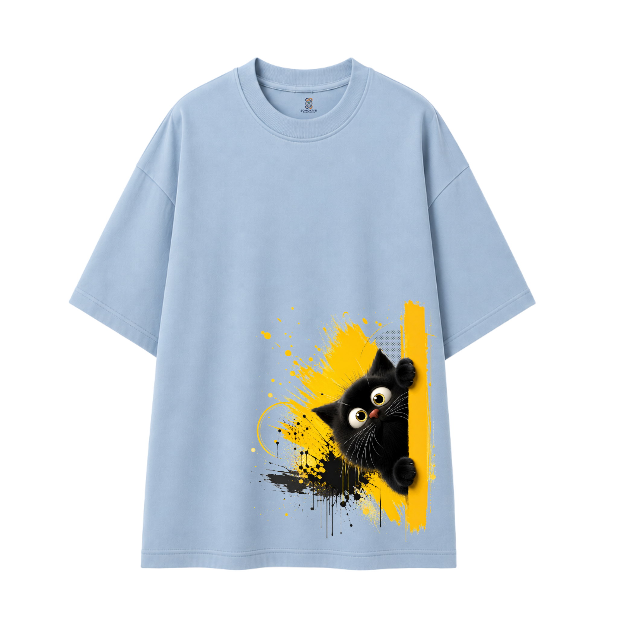 Somokriti Premium Cotton Printed T-Shirt - Curious Peek | Oversized Fit, Half Sleeve, Round Neck | Unisex