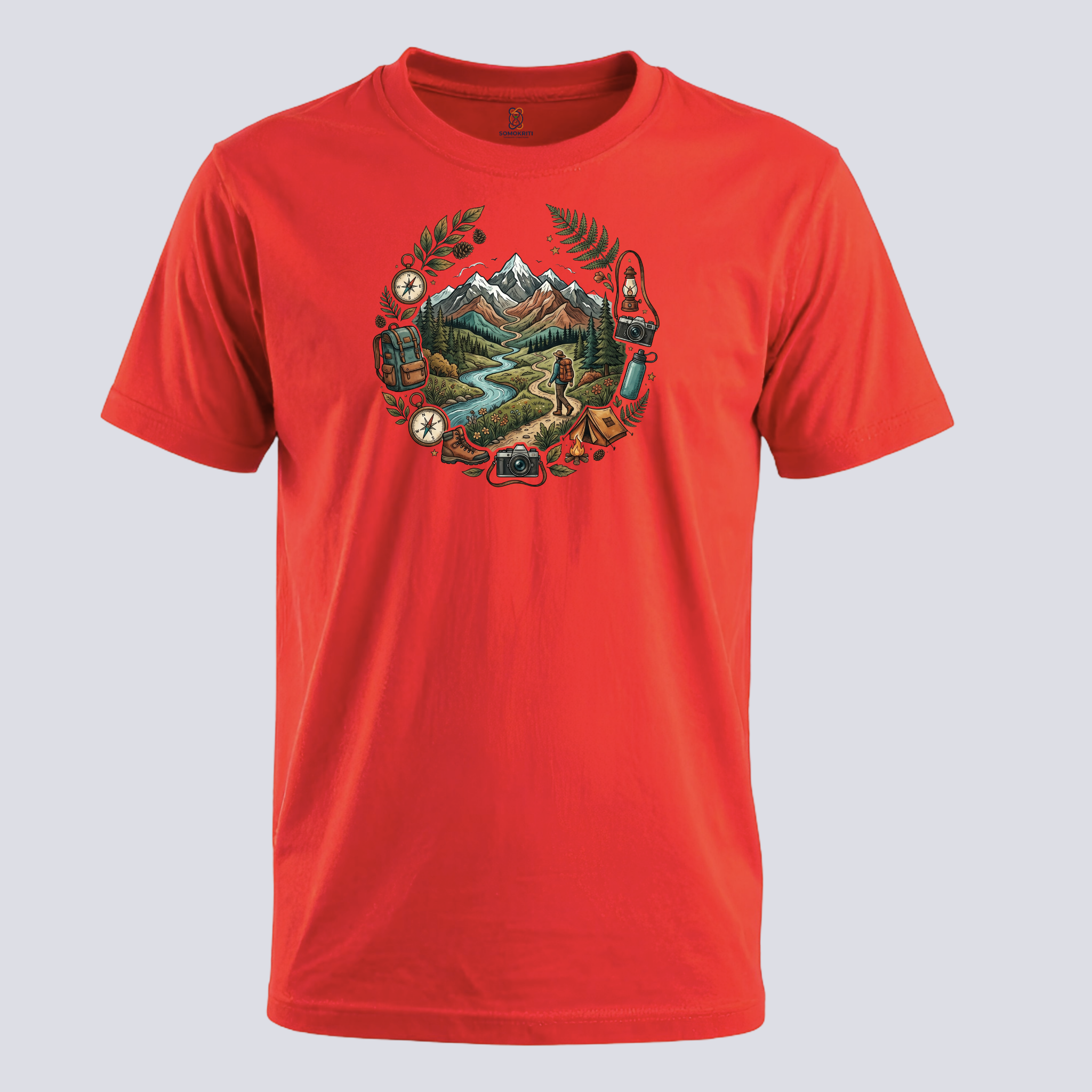Somokriti Unisex Premium Cotton Printed T-Shirt - The Explorer's Compass | Regular Fit, Half Sleeve, Round Neck