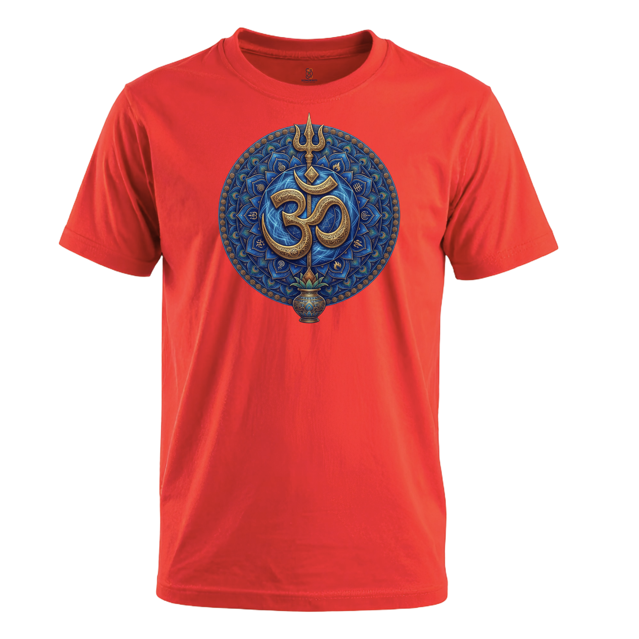 Somokriti Unisex Premium Cotton Printed T-Shirt - The Cosmic Trishul Mandala | Regular Fit, Half Sleeve, Round Neck