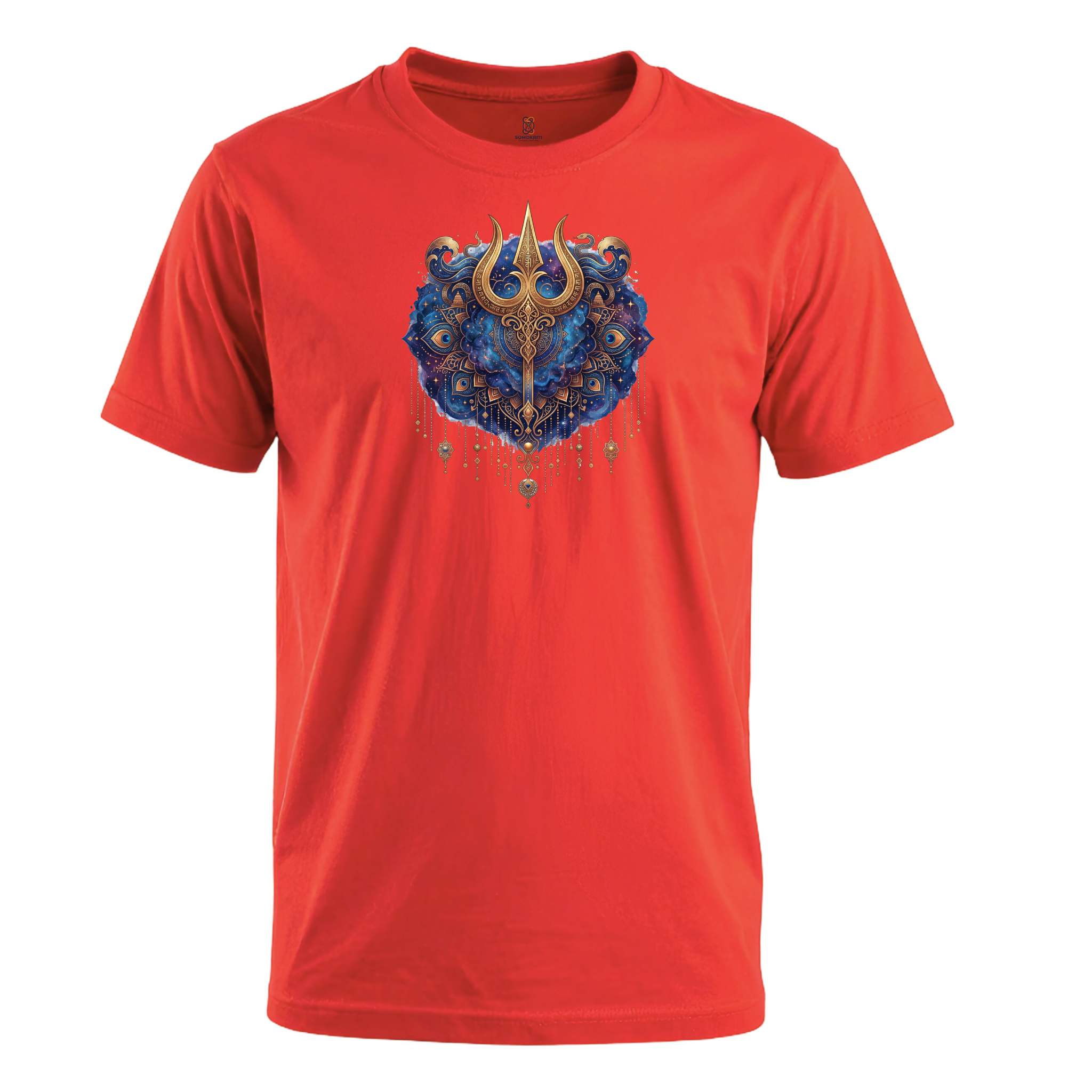 Somokriti Unisex Premium Cotton Printed T-Shirt - The Celestial Trident | Regular Fit, Half Sleeve, Round Neck
