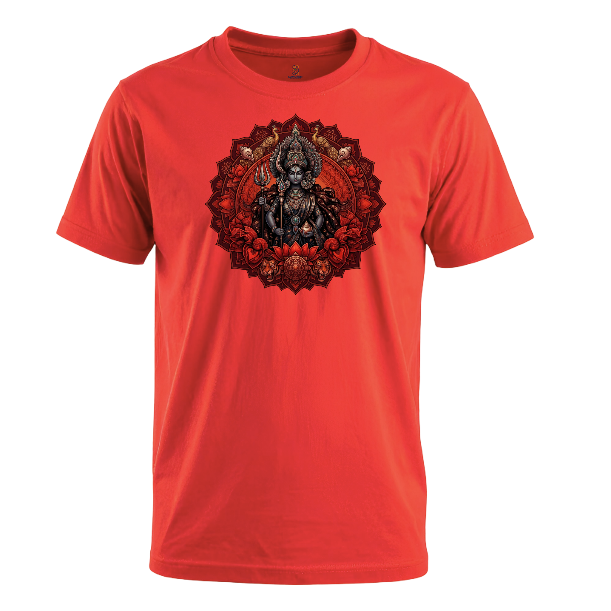 Somokriti Unisex Premium Cotton Printed T-Shirt - The Shakti Mandala | Fierce Grace Maa Durga | Regular Fit, Half Sleeve, Round Neck