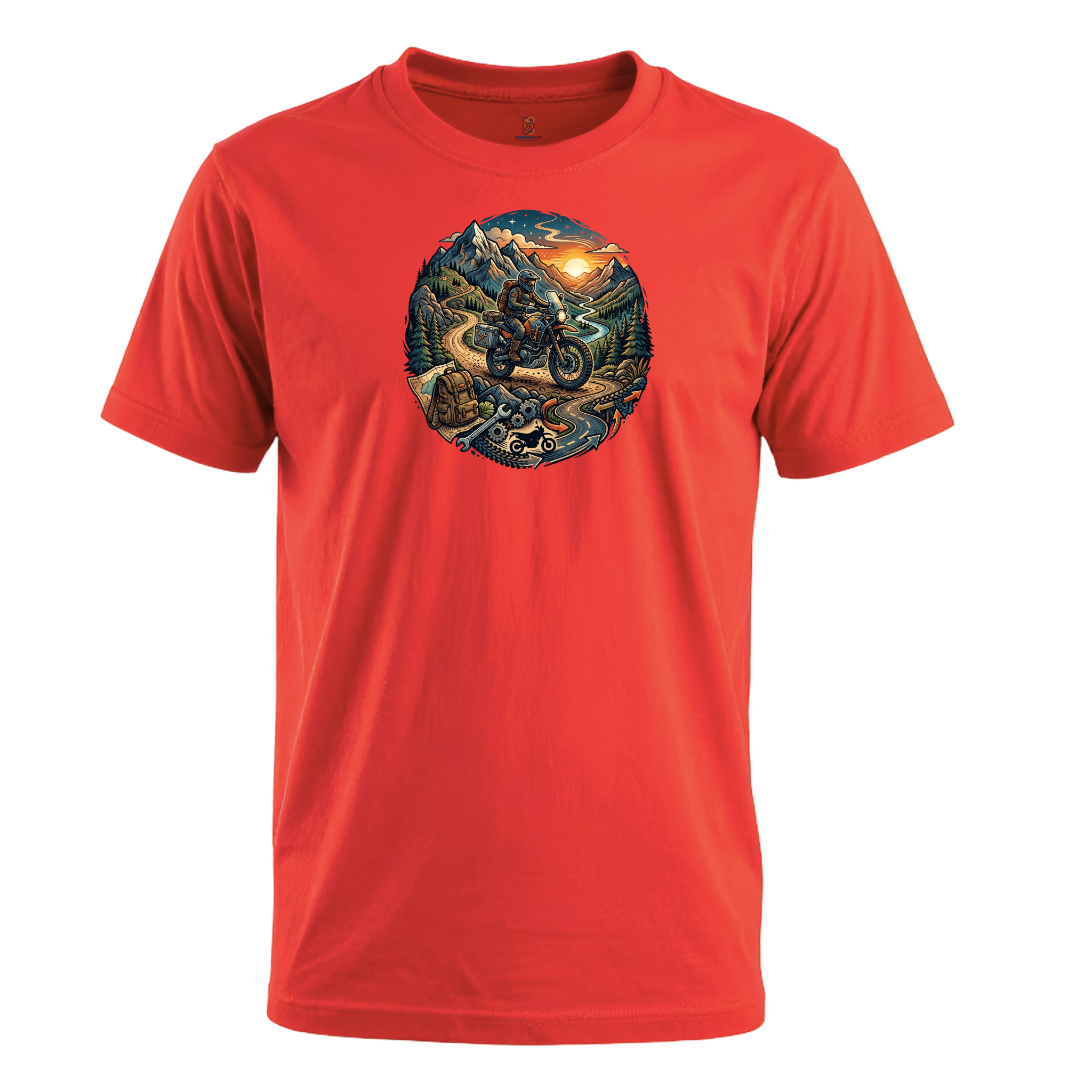 Somokriti Unisex Premium Cotton Printed T-Shirt - The Mountain Pass | Regular Fit, Half Sleeve, Round Neck