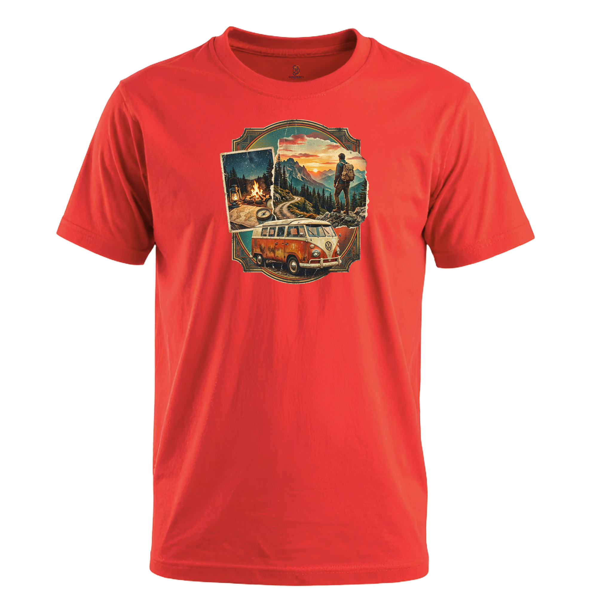 Somokriti Unisex Premium Cotton Printed T-Shirt - The Nomad Scrapbook | Regular Fit, Half Sleeve, Round Neck