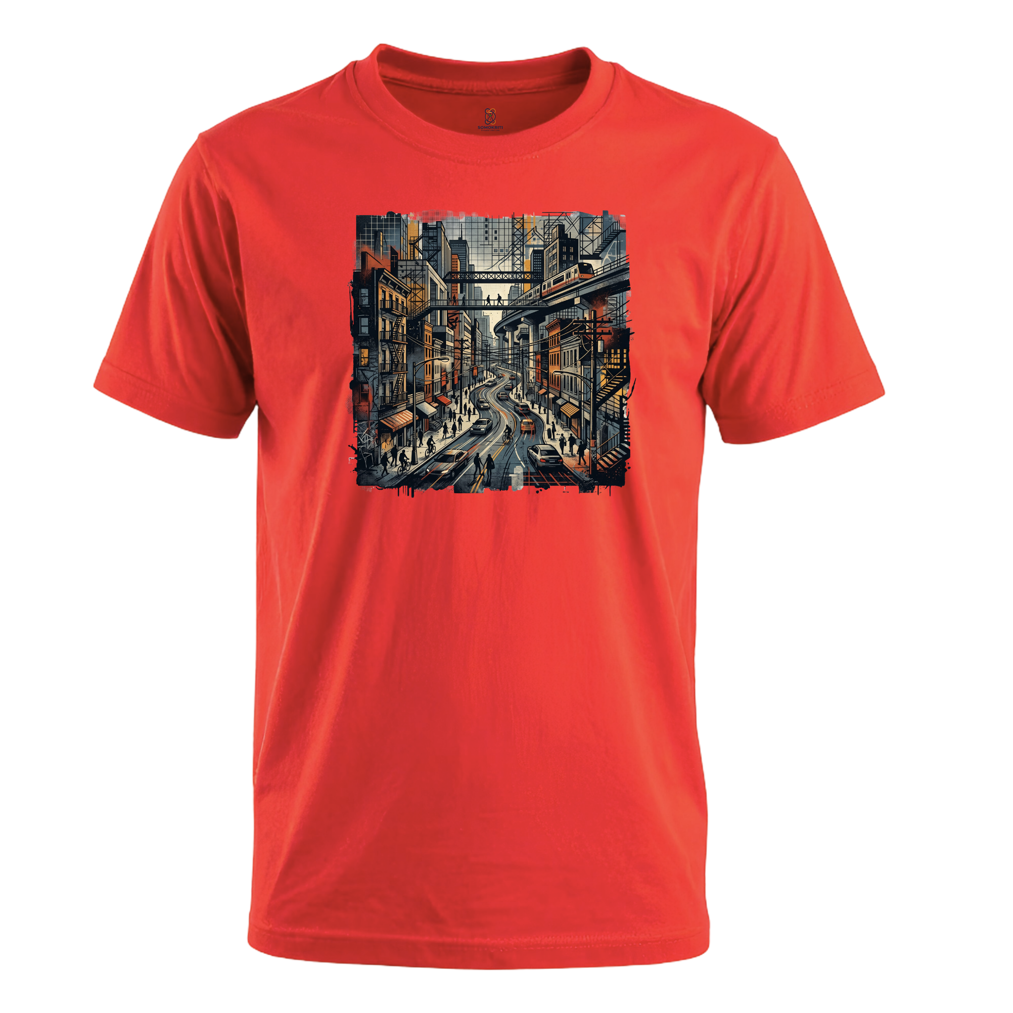 Somokriti Unisex Premium Cotton Printed T-Shirt - The Urban Pulse | Regular Fit, Half Sleeve, Round Neck