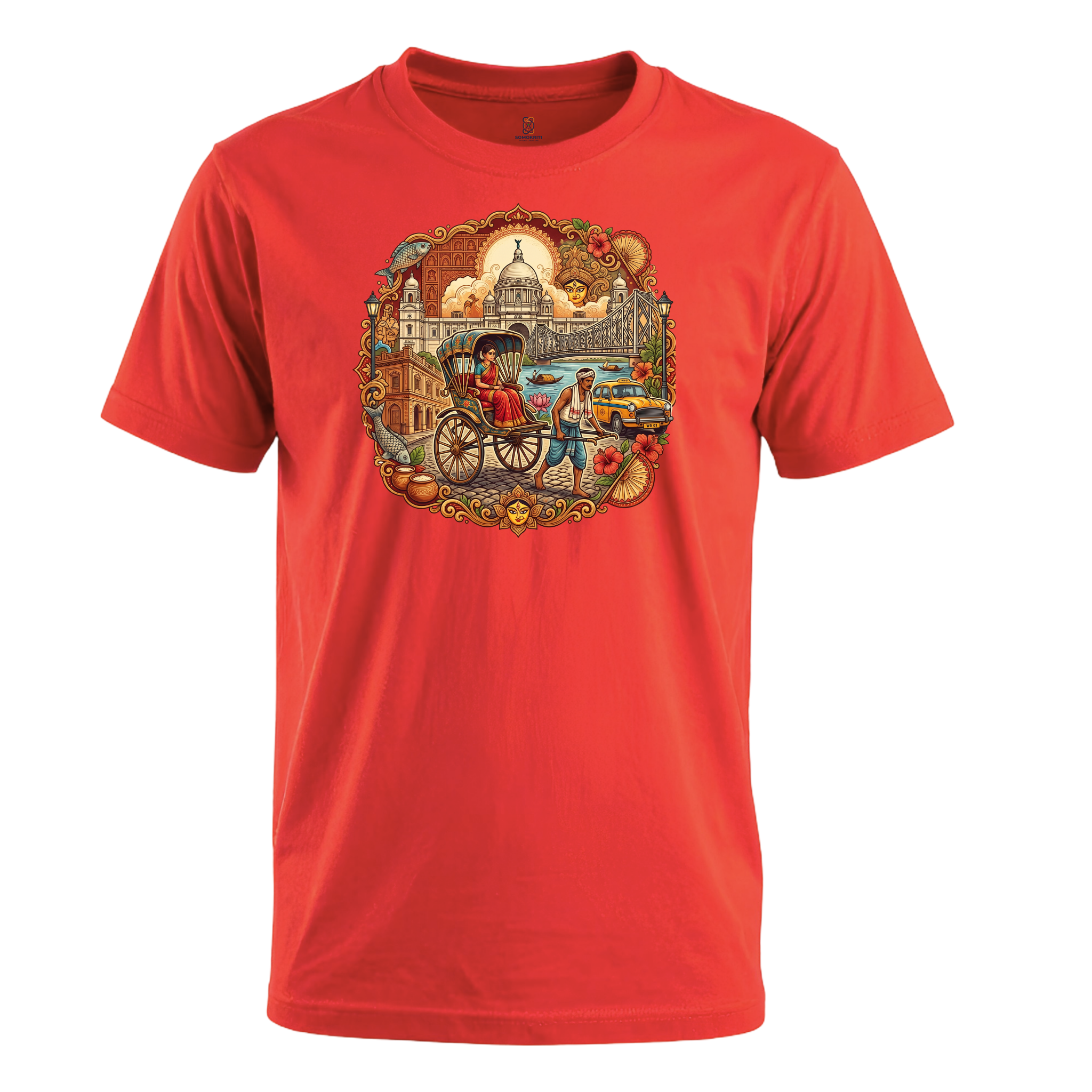 Somokriti Unisex Premium Cotton Printed T-Shirt - The Soul of Bengal | Regular Fit, Half Sleeve, Round Neck