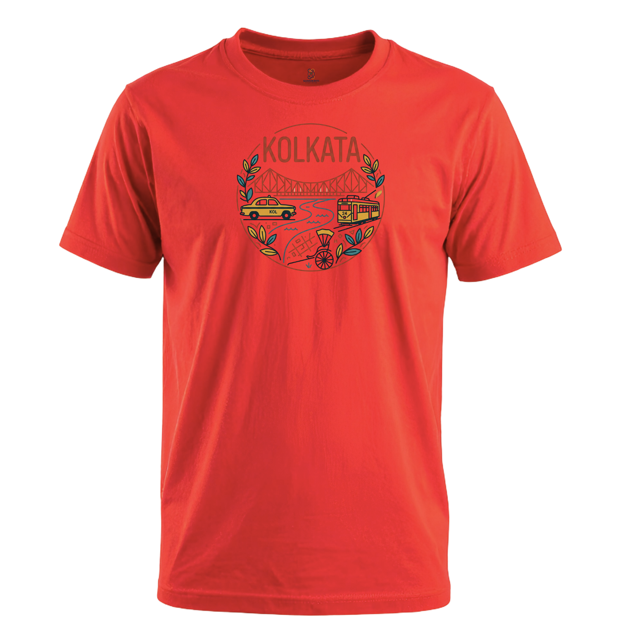 Somokriti Unisex Premium Cotton Printed T-Shirt - The Kolkata Line | Minimalist Heritage | Regular Fit, Half Sleeve, Round Neck