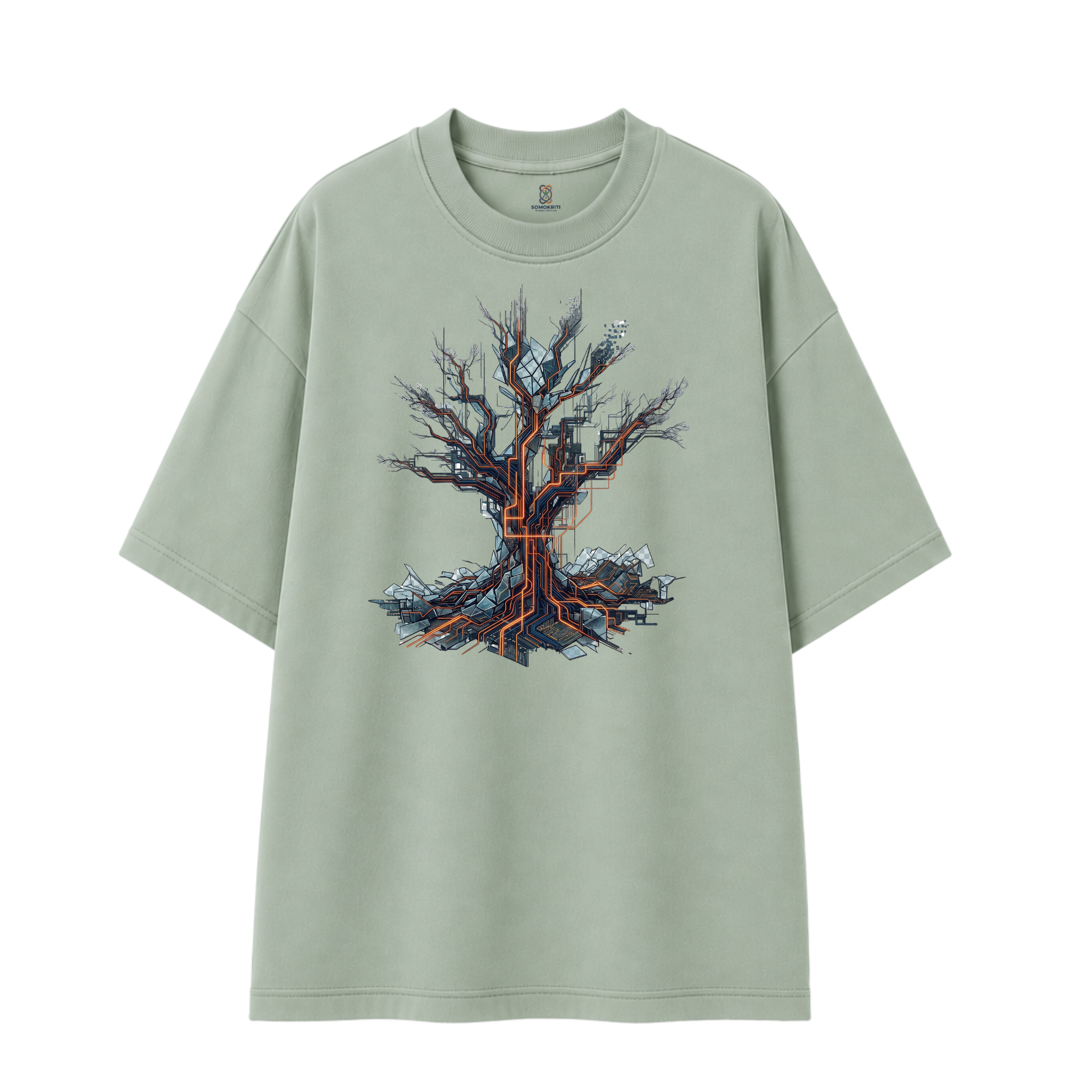 Somokriti Premium Cotton Printed T-Shirt - Quantum Roots | Oversized Fit, Half Sleeve, Round Neck | Unisex