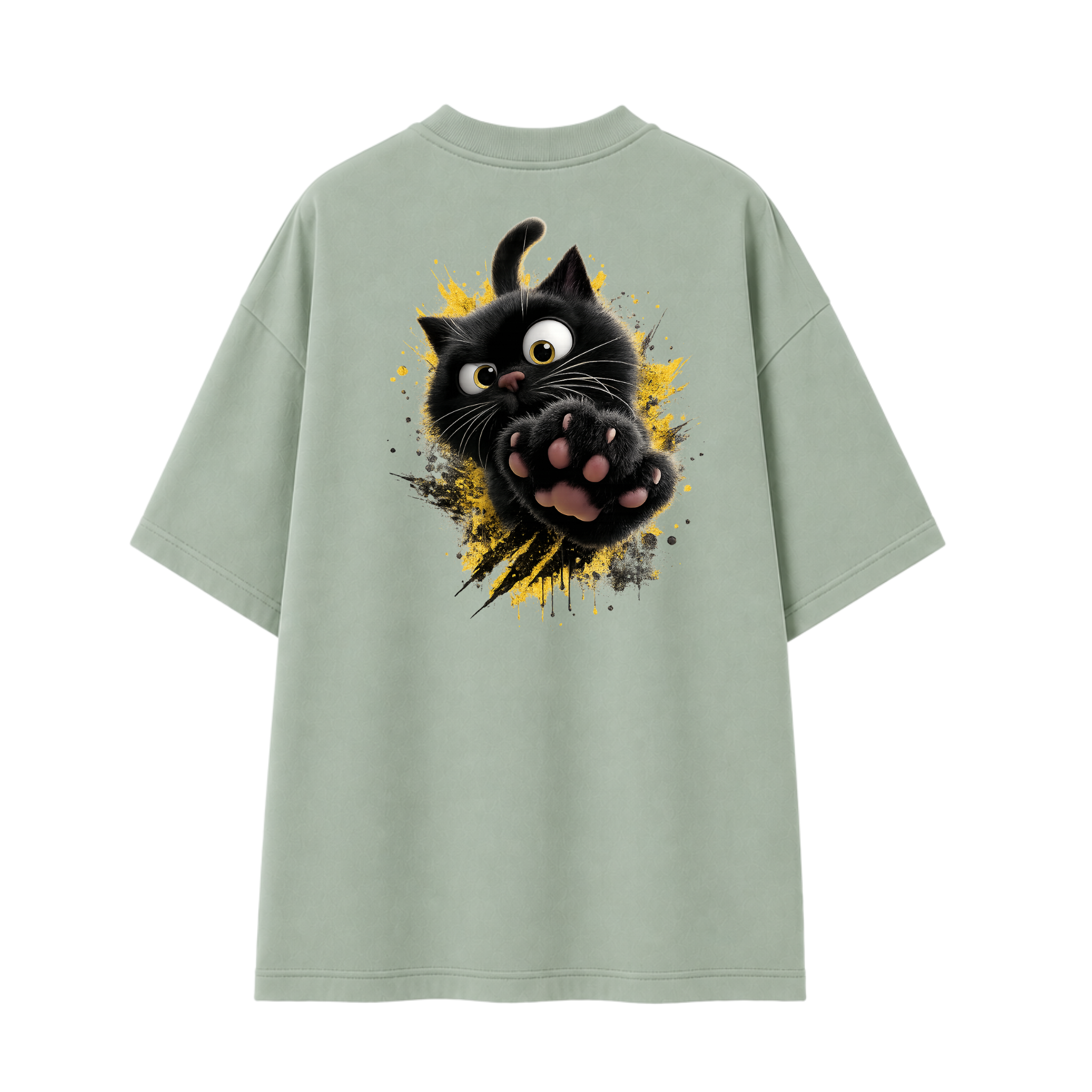Somokriti Premium Cotton Printed T-Shirt - Midnight Paws | Oversized Fit, Half Sleeve, Round Neck | Unisex