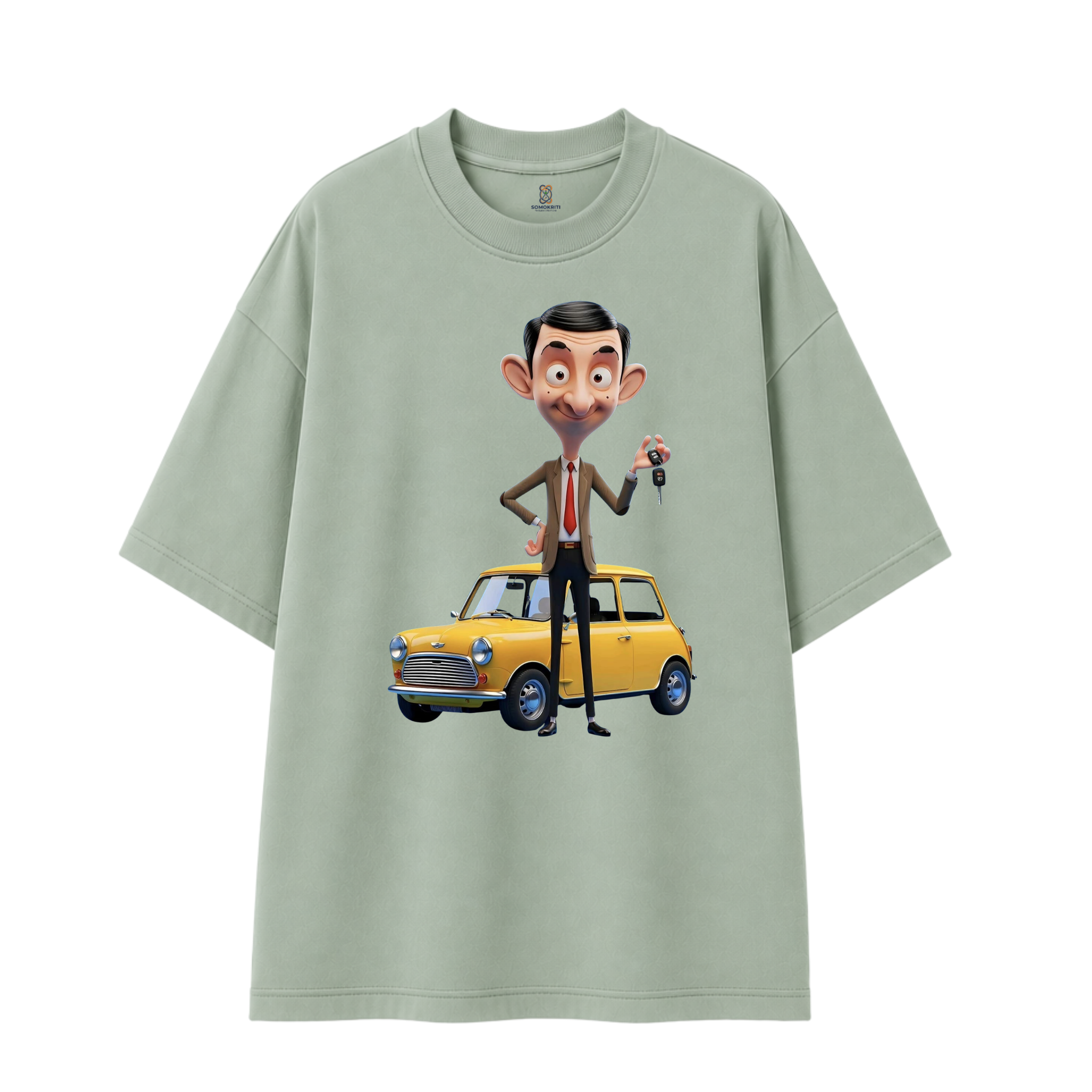 Somokriti Premium Cotton Printed T-Shirt - Bean Adventures | Oversized Fit, Half Sleeve, Round Neck | Unisex