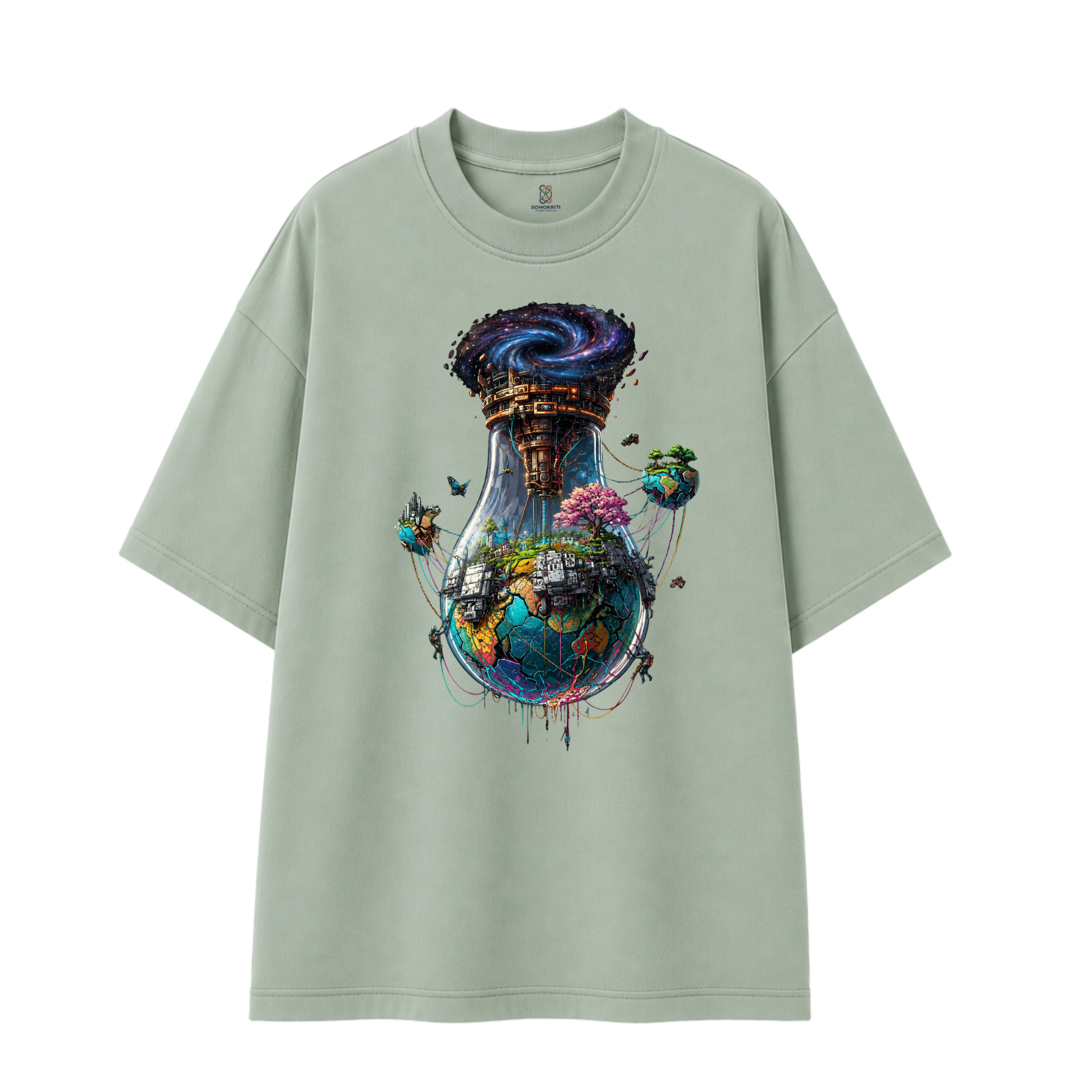 Somokriti Premium Cotton Printed T-Shirt - Stellar Sanctuary | Oversized Fit, Half Sleeve, Round Neck | Unisex