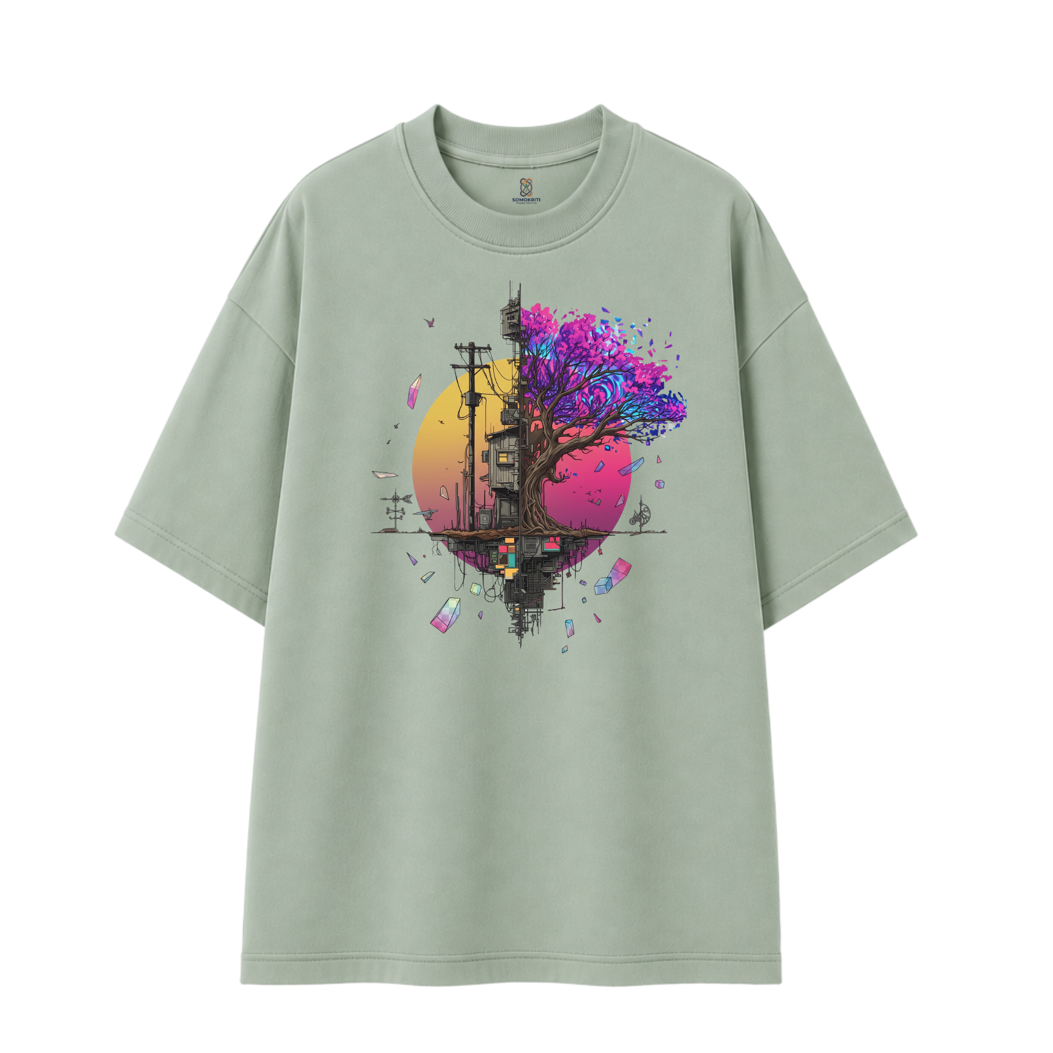 Somokriti Premium Cotton Printed T-Shirt - Urban Genesis | Oversized Fit, Half Sleeve, Round Neck | Unisex