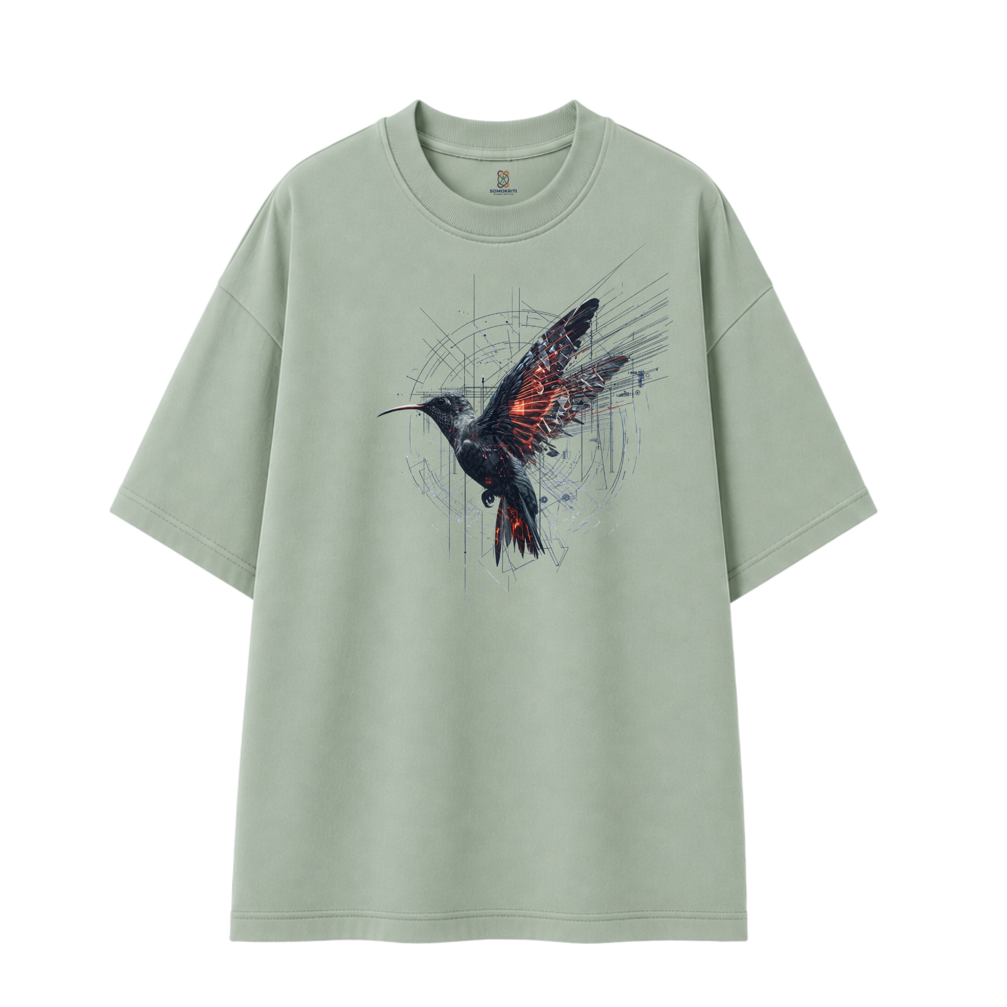 Somokriti Premium Cotton Printed T-Shirt - Velocity Wings | Oversized Fit, Half Sleeve, Round Neck | Unisex