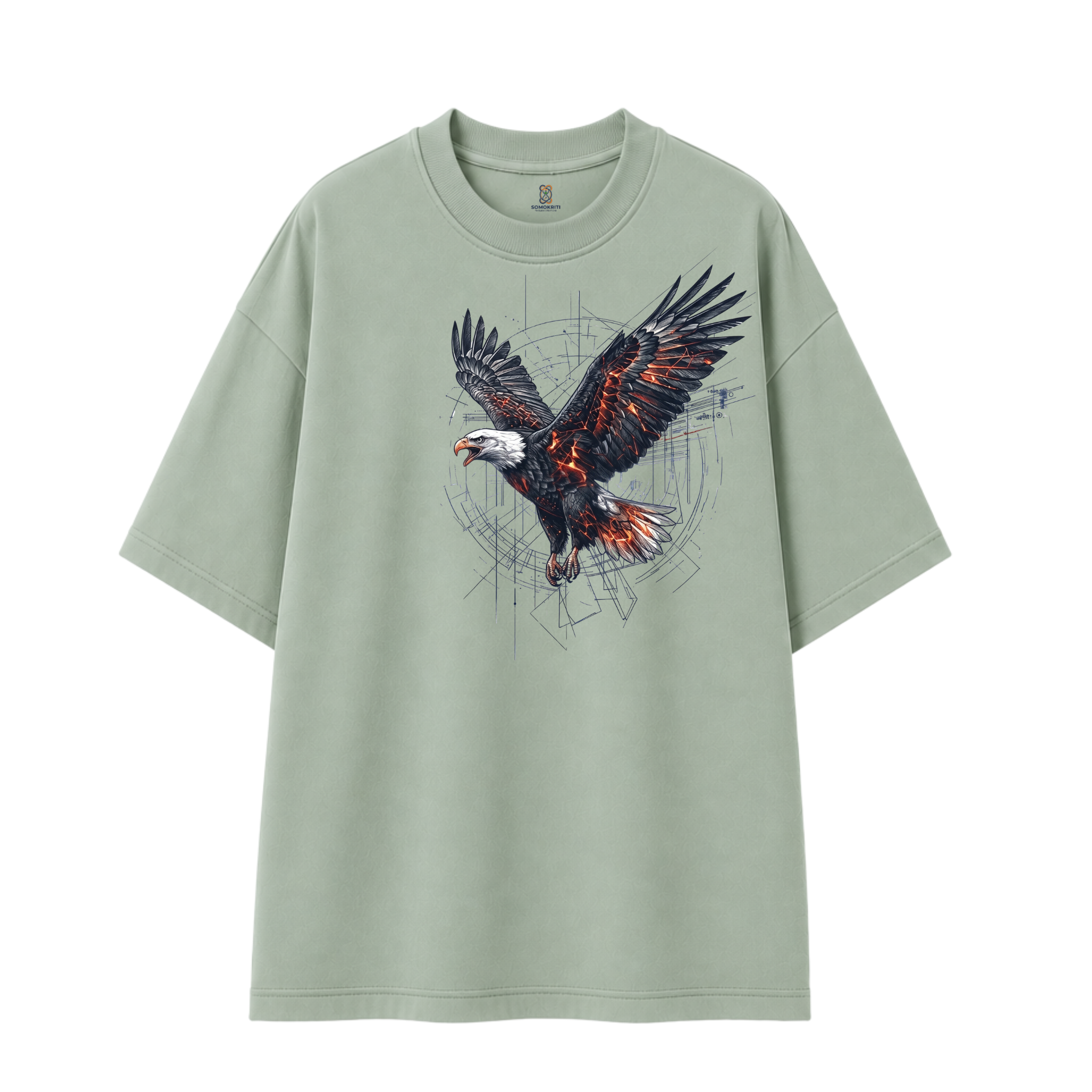Somokriti Premium Cotton Printed T-Shirt - Inferno Flight | Oversized Fit, Half Sleeve, Round Neck | Unisex