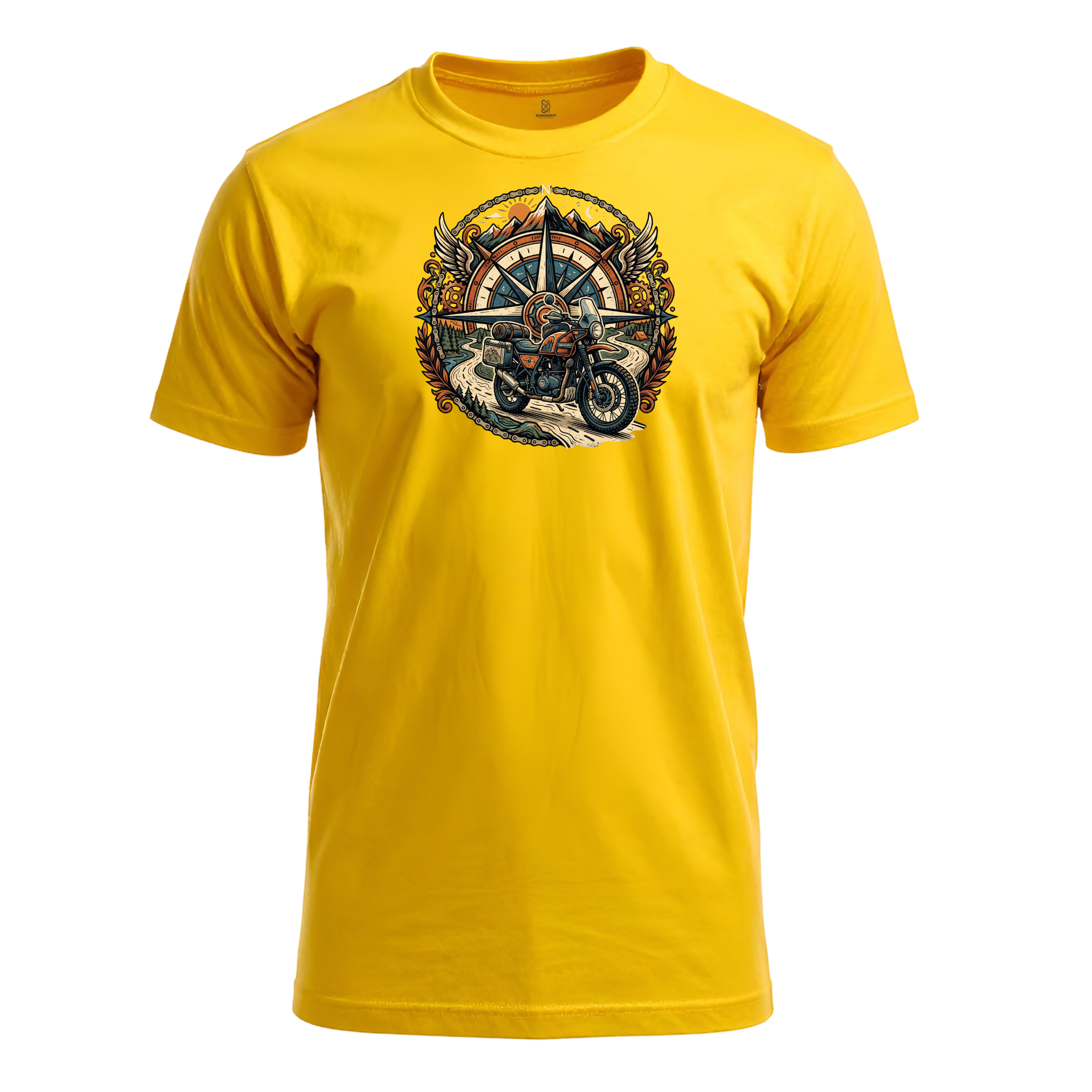 Somokriti Unisex Premium Cotton Printed T-Shirt - The Wanderer's Compass | Regular Fit, Half Sleeve, Round Neck