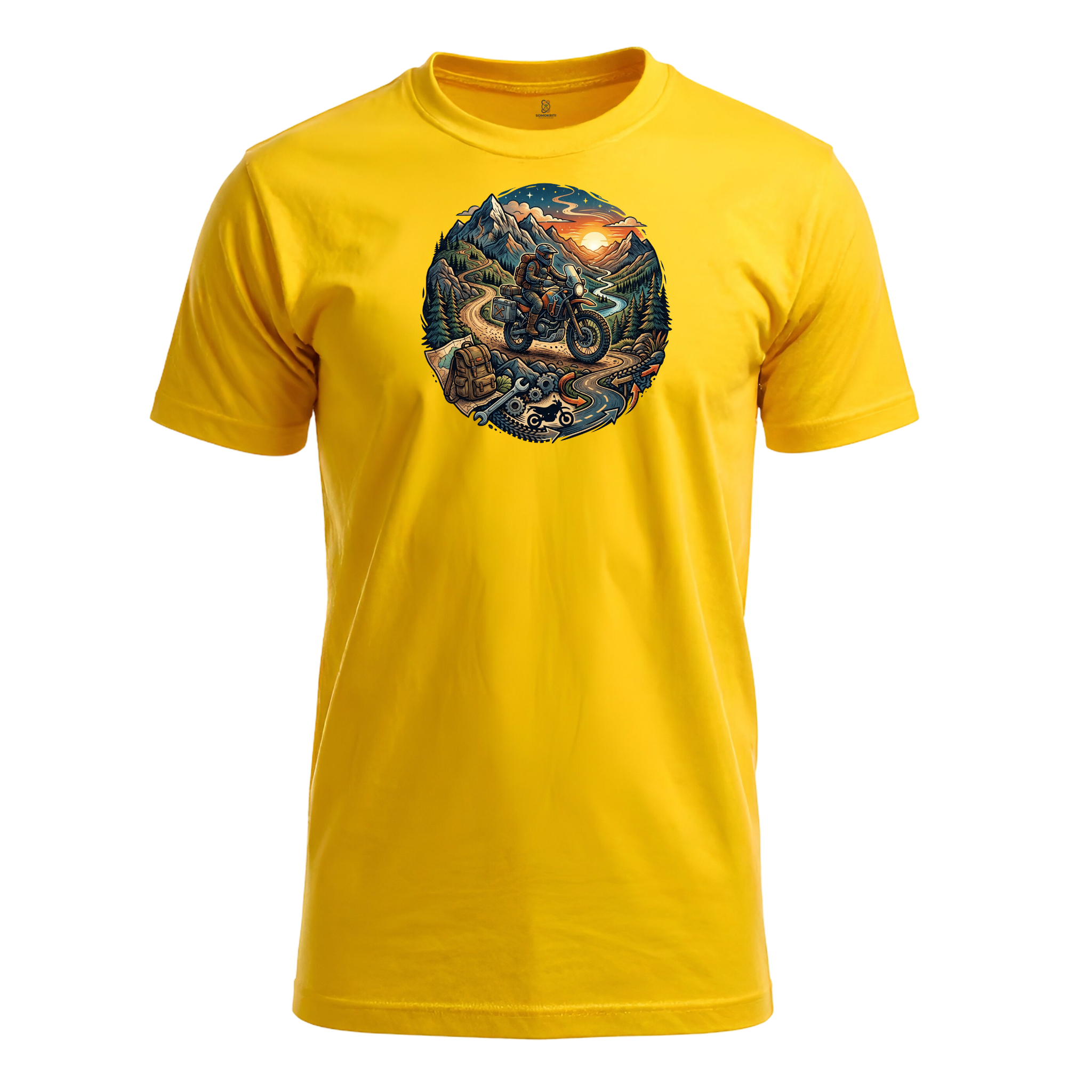 Somokriti Unisex Premium Cotton Printed T-Shirt - The Mountain Pass | Regular Fit, Half Sleeve, Round Neck