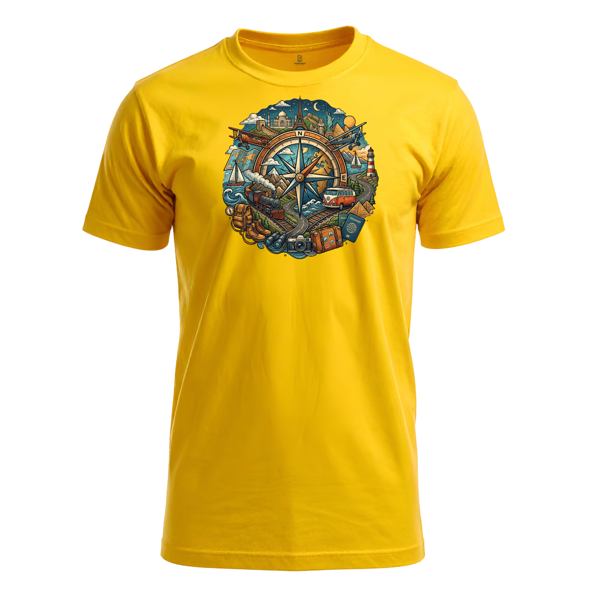 Somokriti Unisex Premium Cotton Printed T-Shirt - The Global Odyssey | Regular Fit, Half Sleeve, Round Neck
