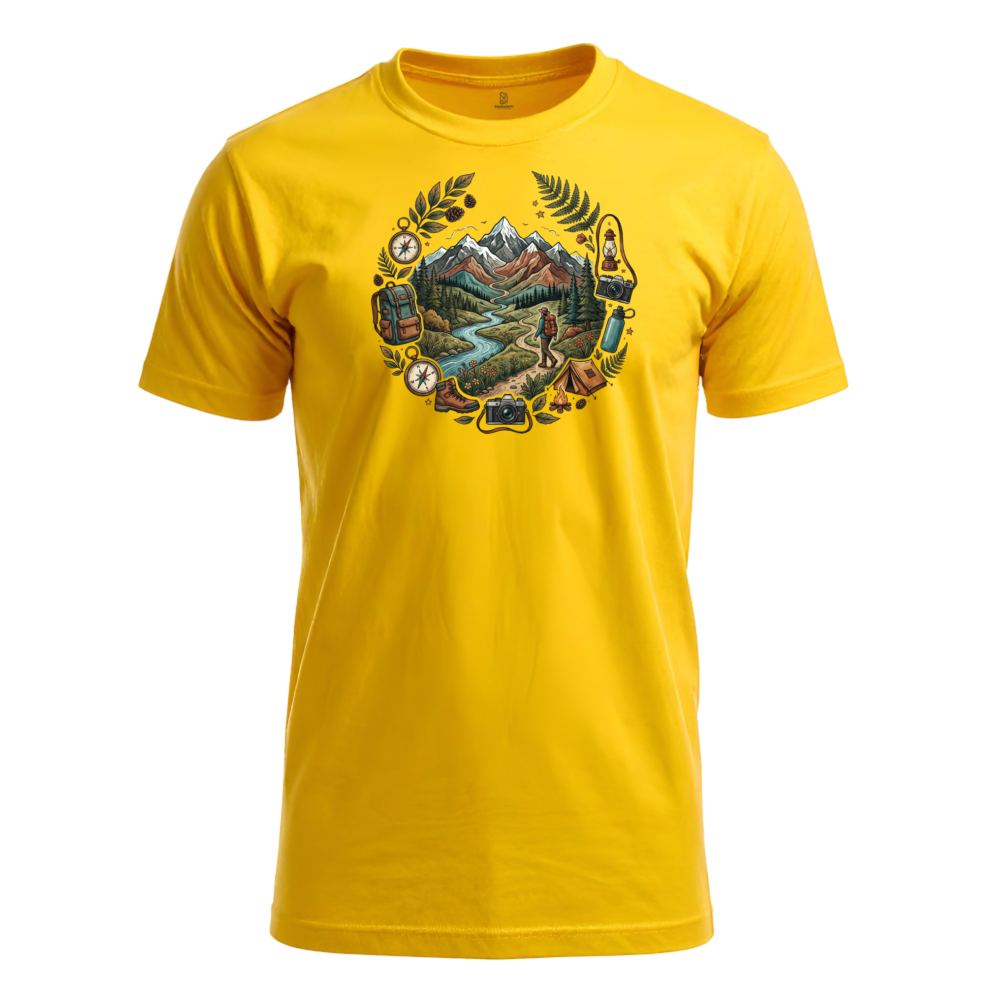 Somokriti Unisex Premium Cotton Printed T-Shirt - The Explorer's Compass | Regular Fit, Half Sleeve, Round Neck