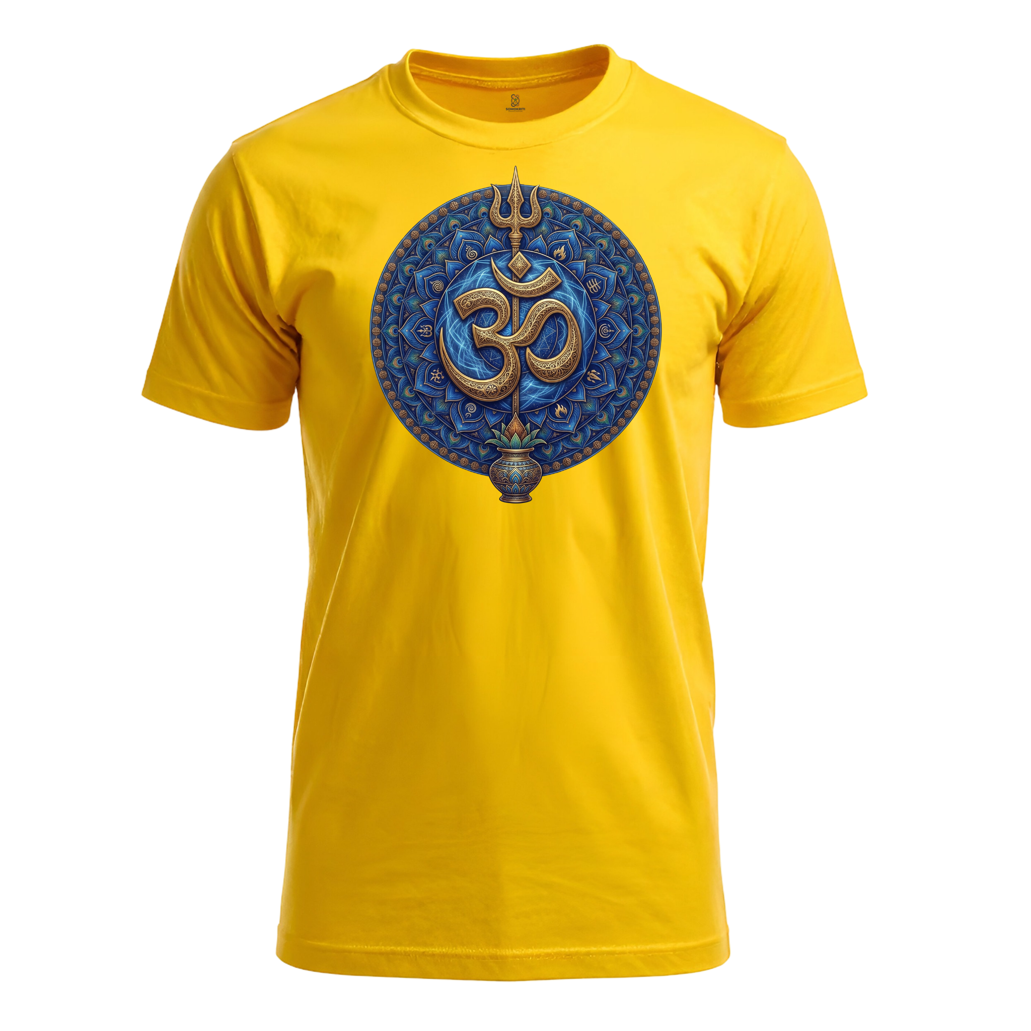 Somokriti Unisex Premium Cotton Printed T-Shirt - The Cosmic Trishul Mandala | Regular Fit, Half Sleeve, Round Neck