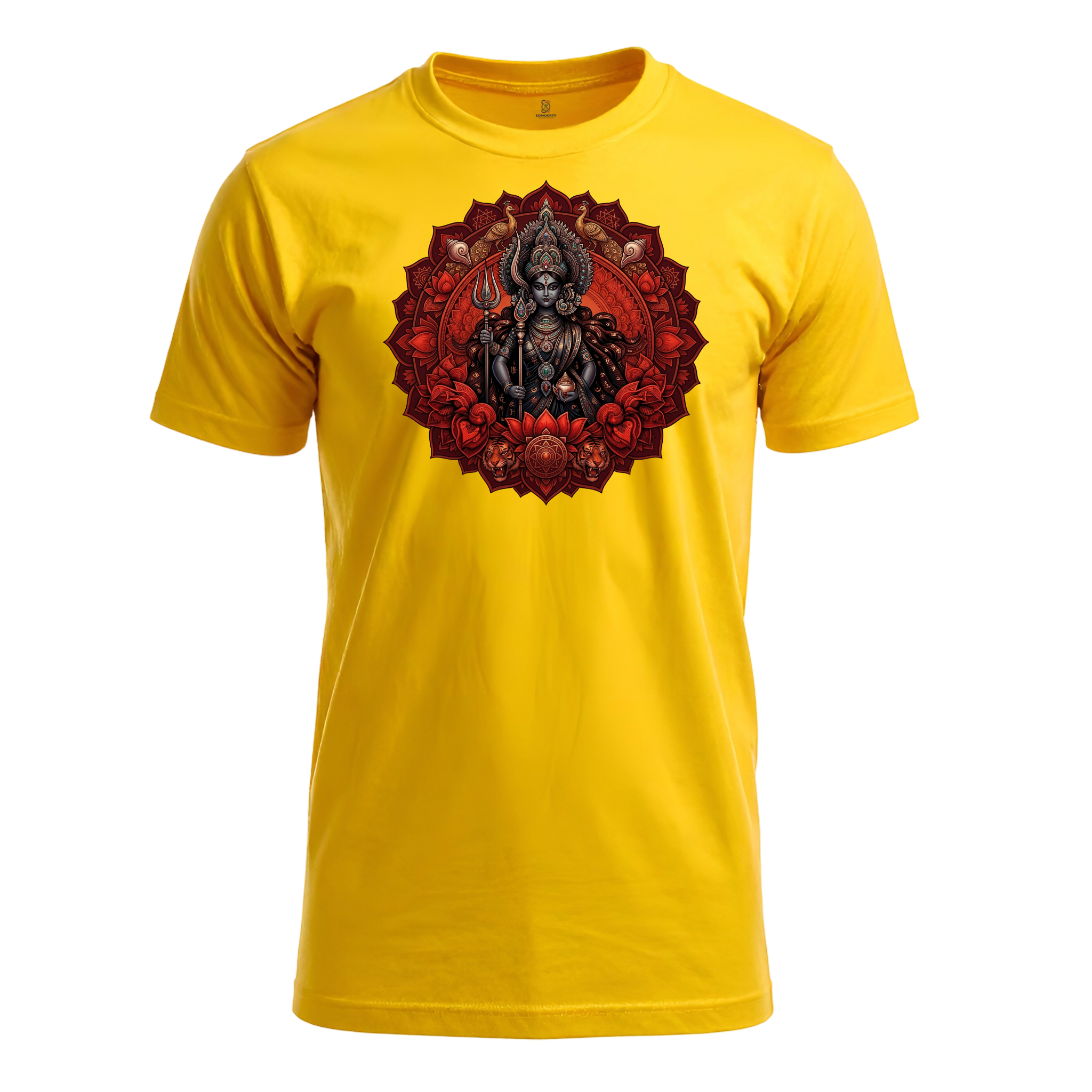 Somokriti Unisex Premium Cotton Printed T-Shirt - The Shakti Mandala | Fierce Grace Maa Durga | Regular Fit, Half Sleeve, Round Neck