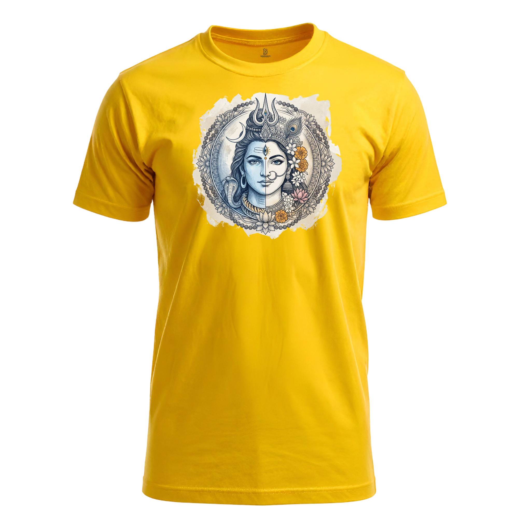 Somokriti Unisex Premium Cotton Printed T-Shirt - The Divine Union | Ardhanarishvara Shiva-Shakti | Regular Fit, Half Sleeve, Round Neck