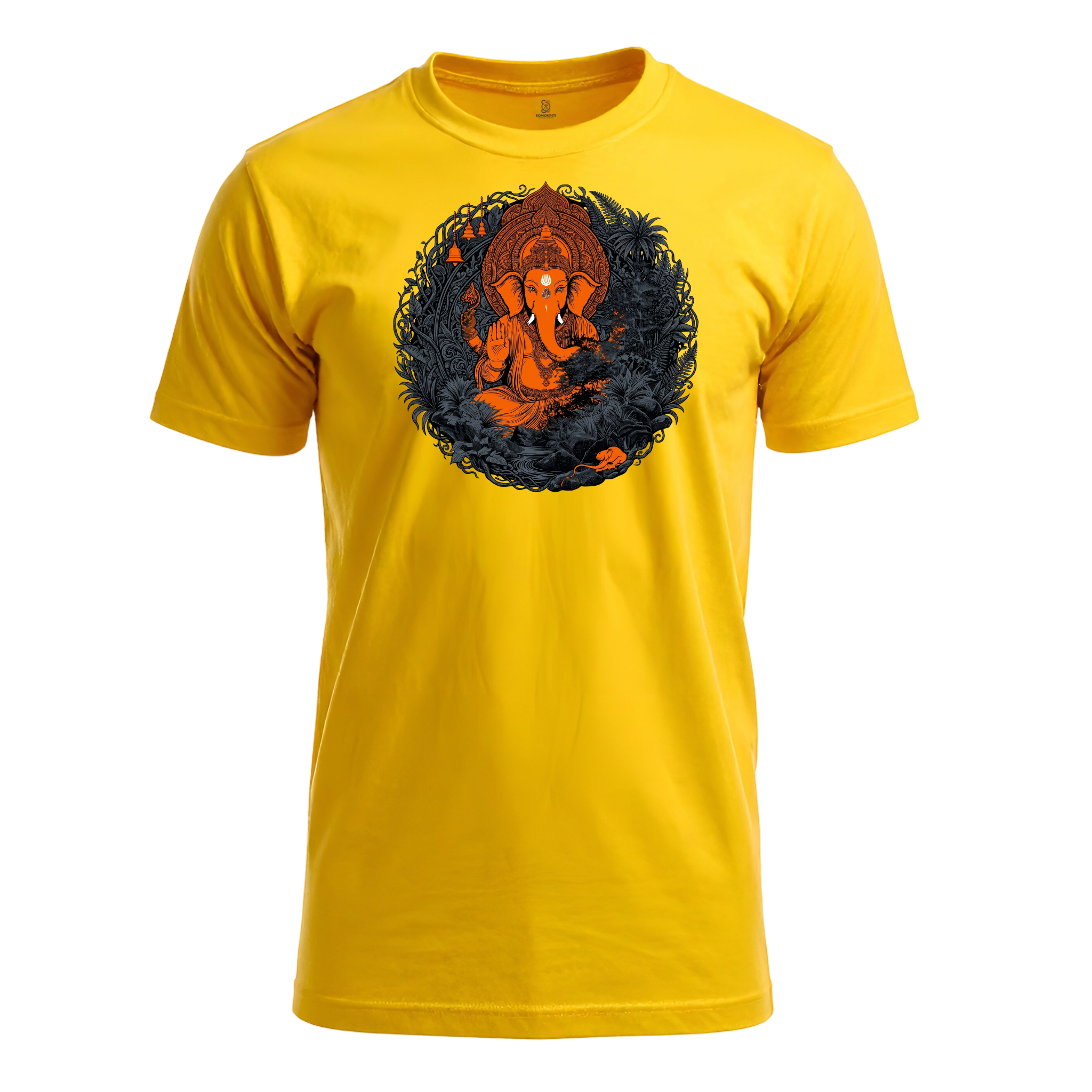 Somokriti Unisex Premium Cotton Printed T-Shirt - The Ganesha Forest Mandala | Regular Fit, Half Sleeve, Round Neck