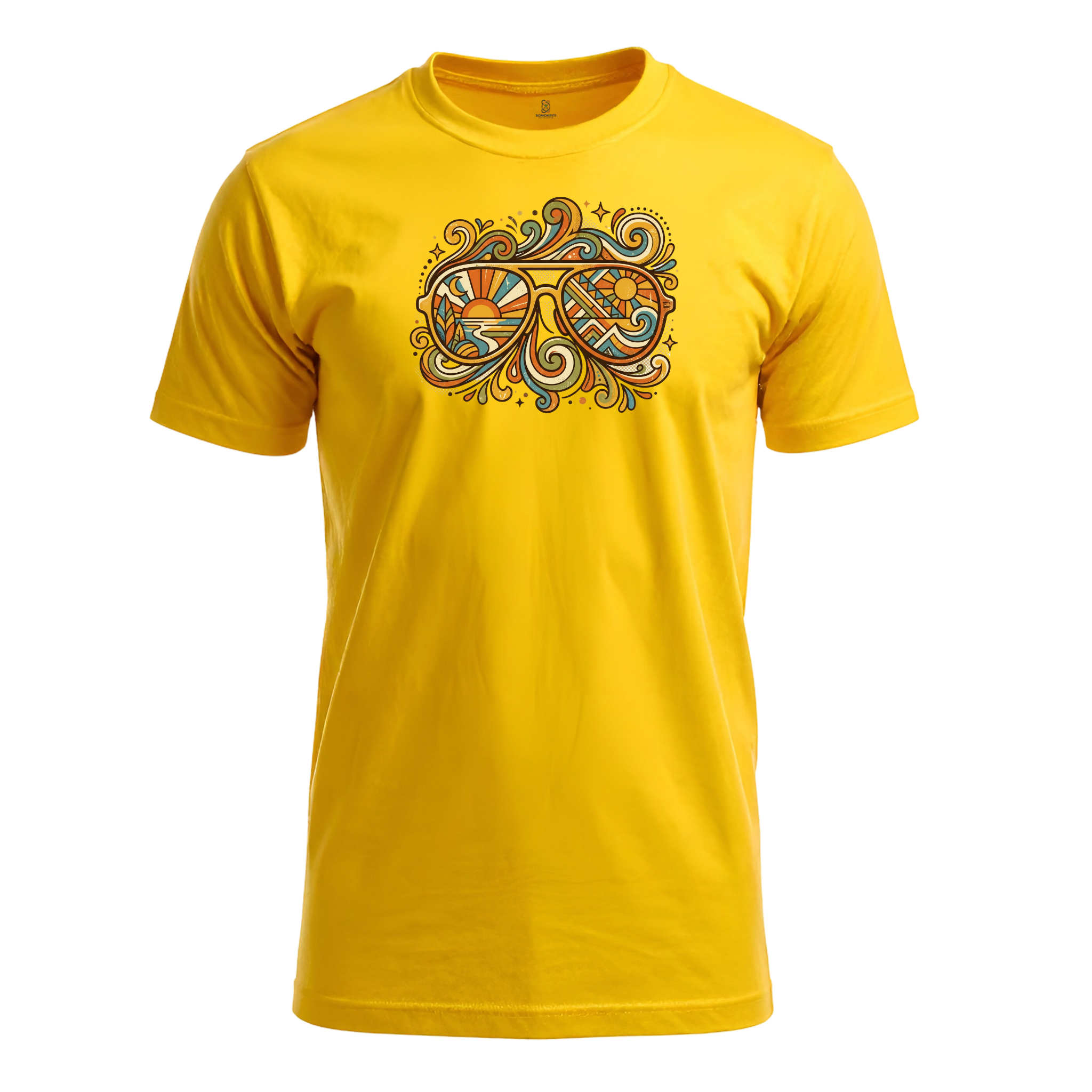 Somokriti Unisex Premium Cotton Printed T-Shirt - The Summer Soul Retro Aviator | Regular Fit, Half Sleeve, Round Neck