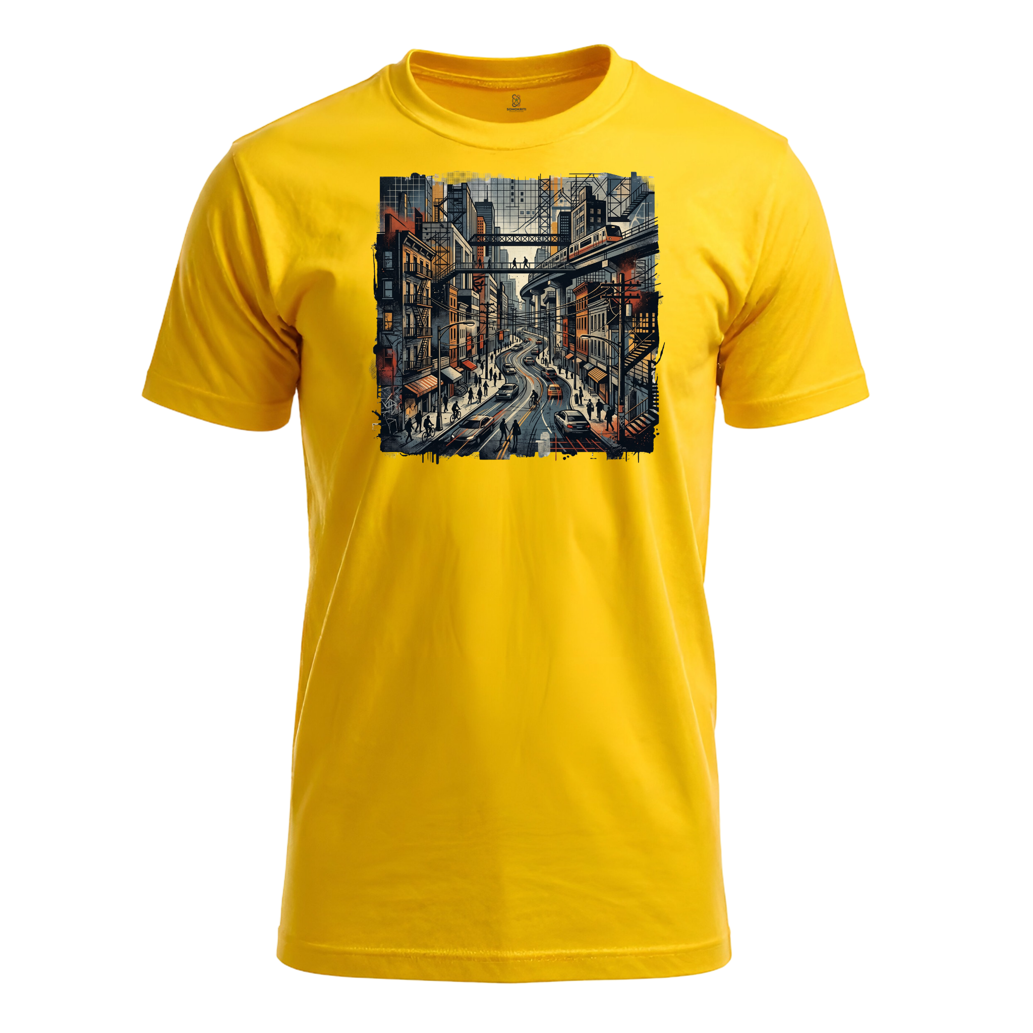 Somokriti Unisex Premium Cotton Printed T-Shirt - The Urban Pulse | Regular Fit, Half Sleeve, Round Neck