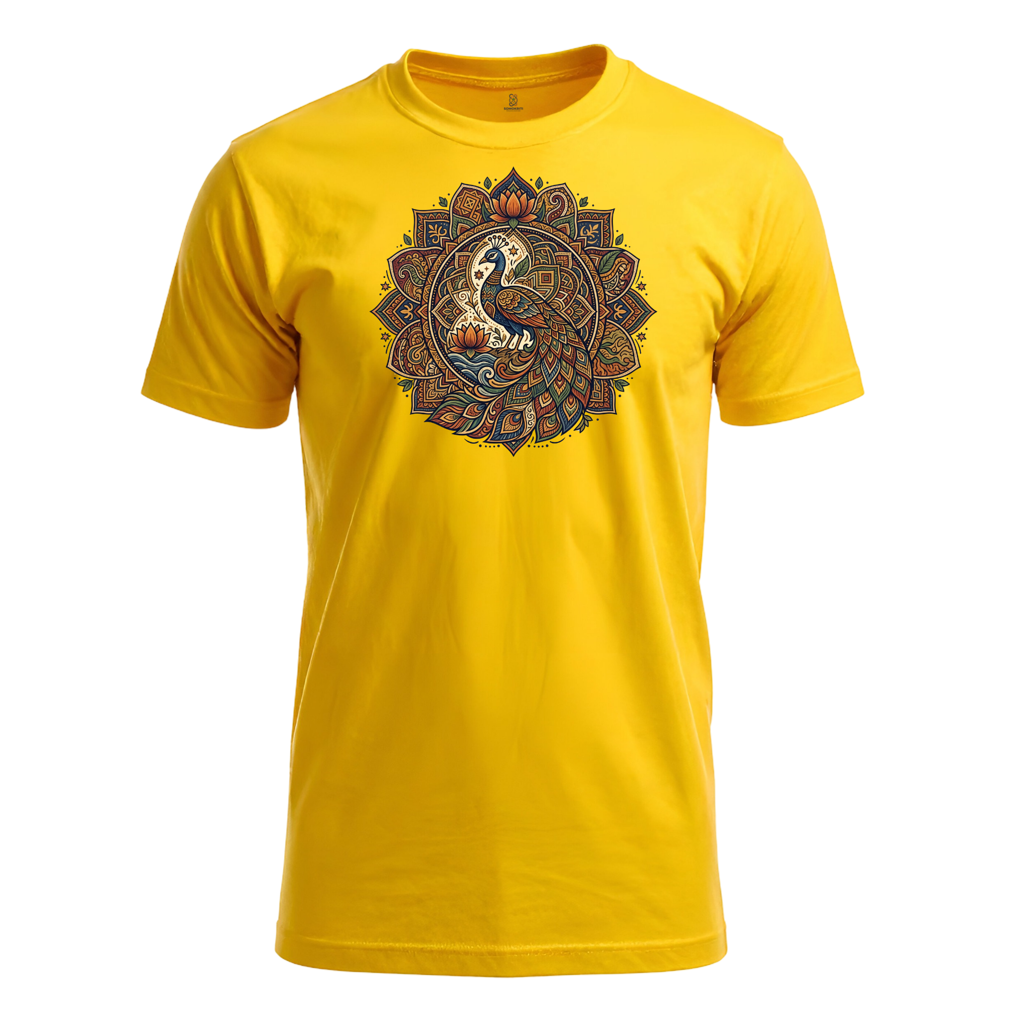 Somokriti Unisex Premium Cotton Printed T-Shirt - The Mayur Mandala | Regular Fit, Half Sleeve, Round Neck