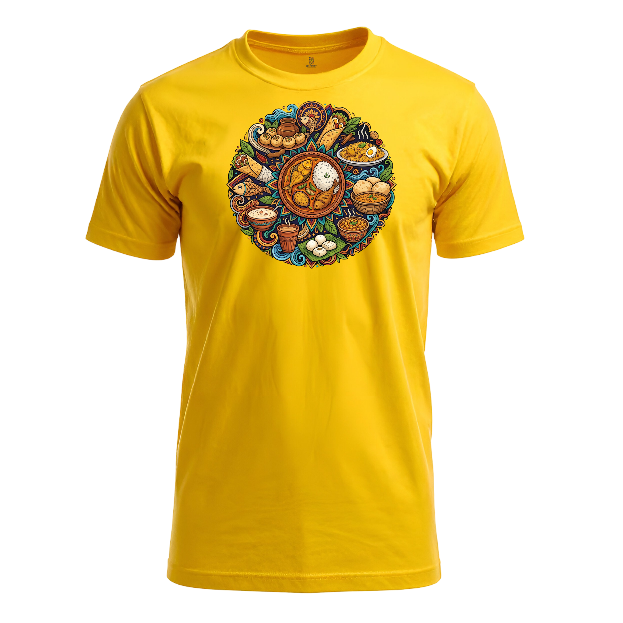 Somokriti Unisex Premium Cotton Printed T-Shirt - The Flavors of Bengal | Regular Fit, Half Sleeve, Round Neck