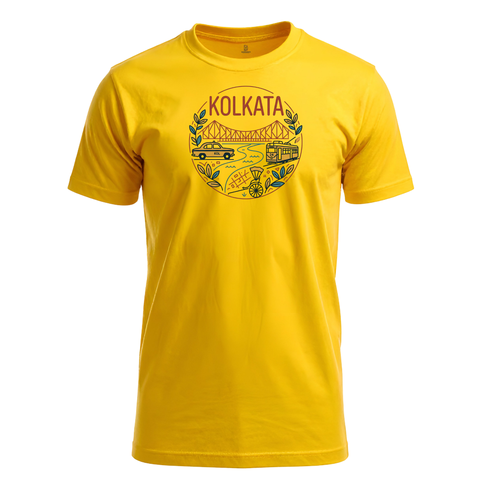 Somokriti Unisex Premium Cotton Printed T-Shirt - The Kolkata Line | Minimalist Heritage | Regular Fit, Half Sleeve, Round Neck