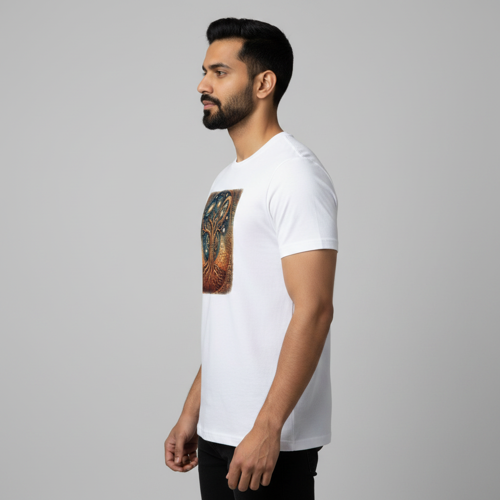 Somokriti Unisex Premium Cotton Printed T-Shirt - The Chronos Tree | Regular Fit, Half Sleeve, Round Neck