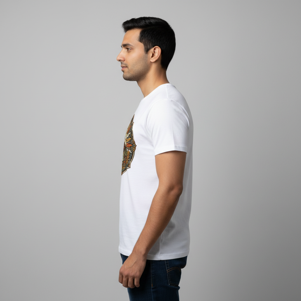 Somokriti Unisex Premium Cotton Printed T-Shirt - The Solar Mountain Mandala | Regular Fit, Half Sleeve, Round Neck