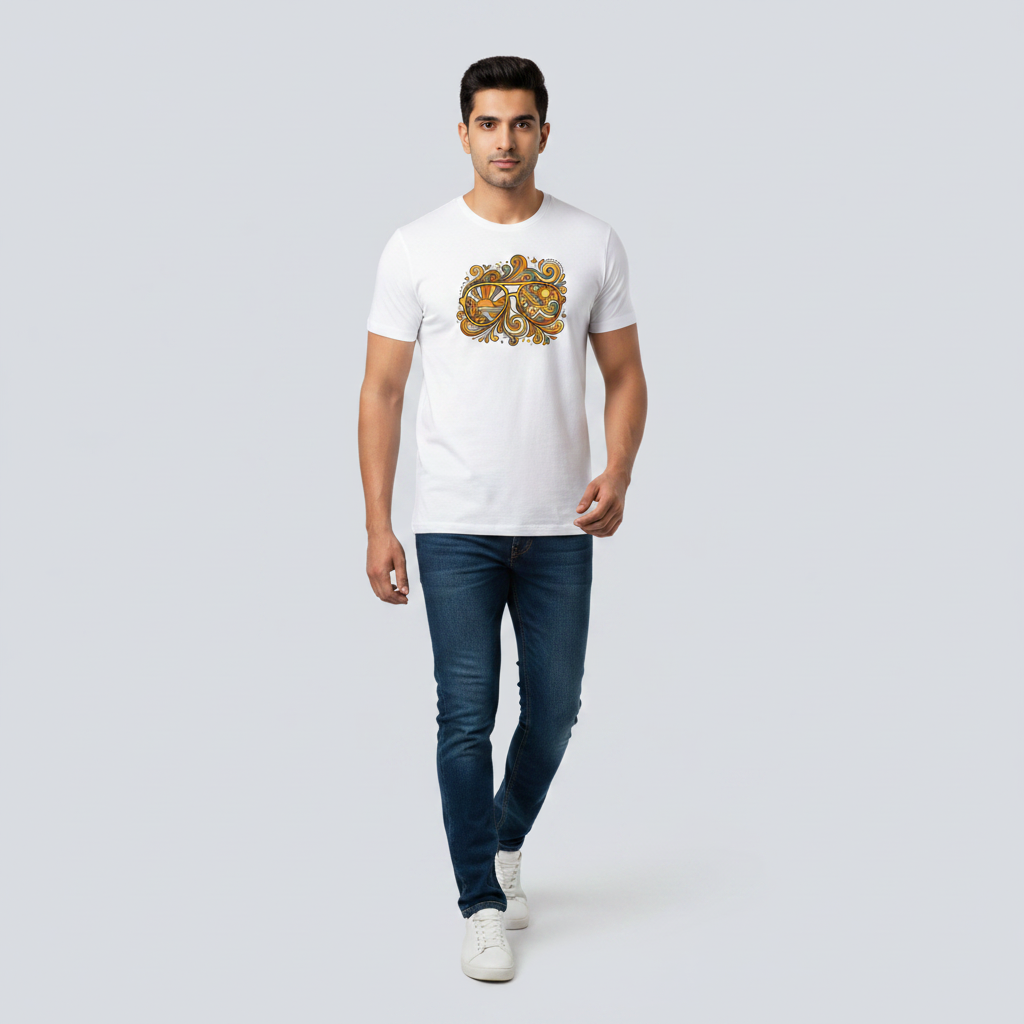 Somokriti Unisex Premium Cotton Printed T-Shirt - The Summer Soul Retro Aviator | Regular Fit, Half Sleeve, Round Neck