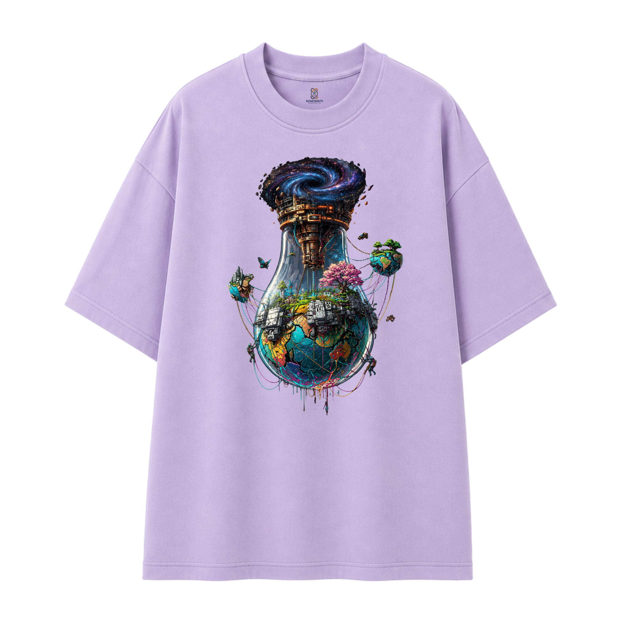 Somokriti Premium Cotton Printed T-Shirt - Stellar Sanctuary | Oversized Fit, Half Sleeve, Round Neck | Unisex
