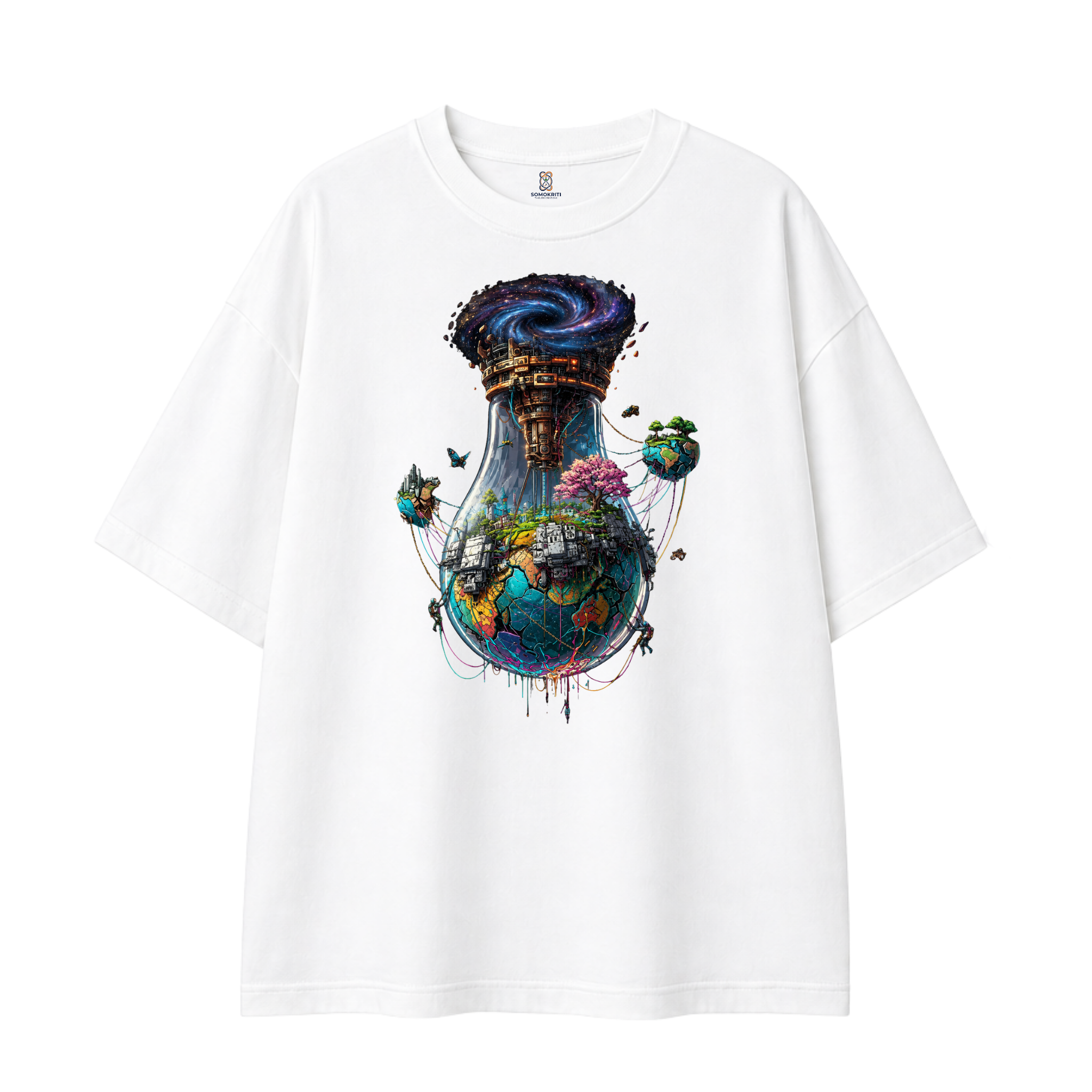 Somokriti Premium Cotton Printed T-Shirt - Stellar Sanctuary | Oversized Fit, Half Sleeve, Round Neck | Unisex