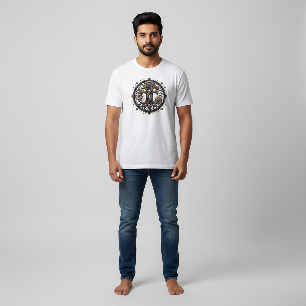 Somokriti Unisex Premium Cotton Printed T-Shirt - The Cosmic Engine | Regular Fit, Half Sleeve, Round Neck