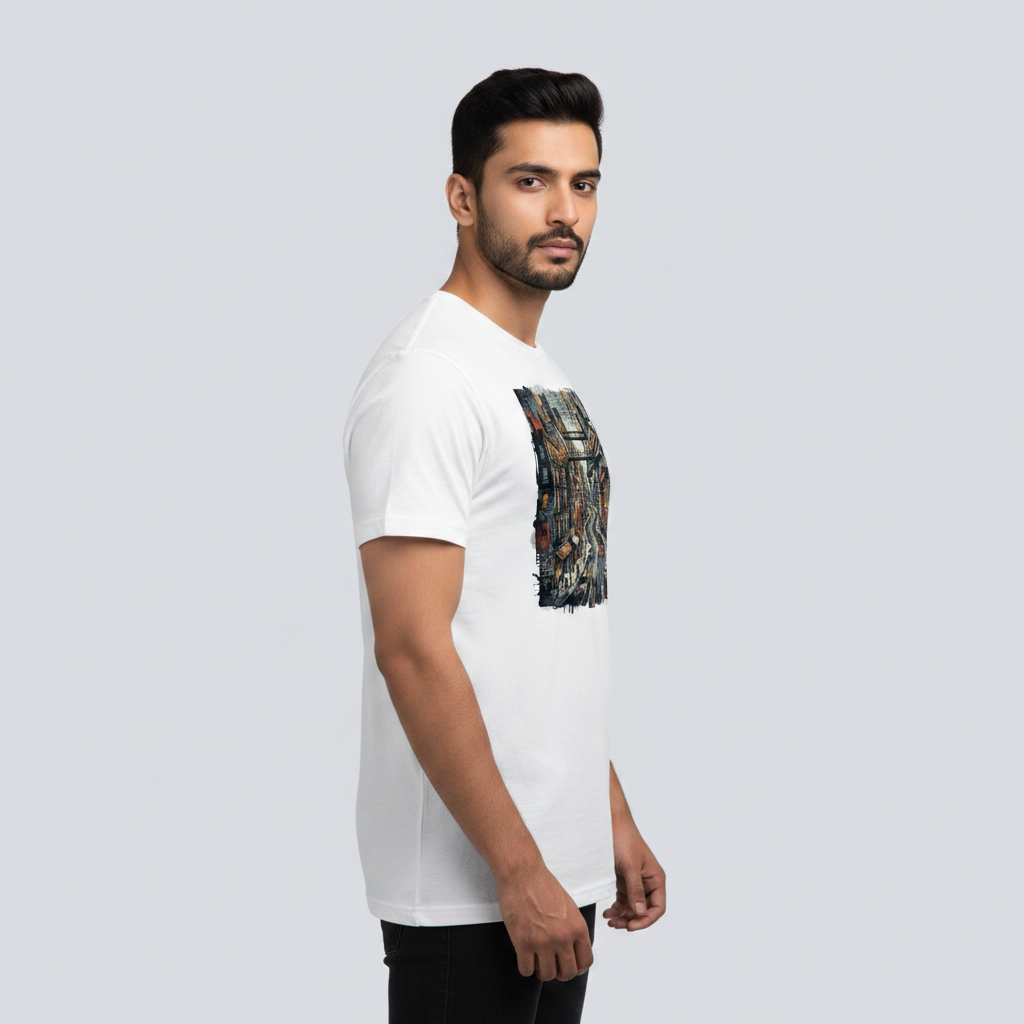 Somokriti Unisex Premium Cotton Printed T-Shirt - The Urban Pulse | Regular Fit, Half Sleeve, Round Neck