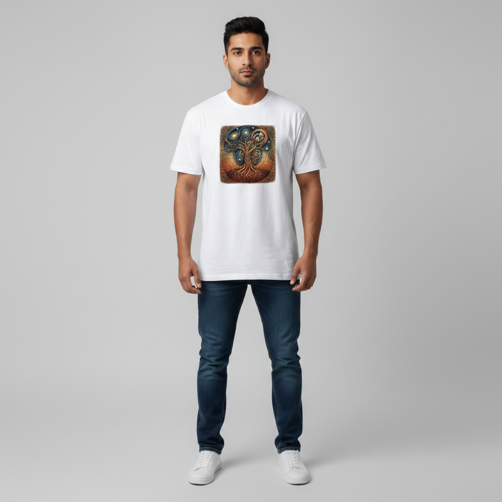 Somokriti Unisex Premium Cotton Printed T-Shirt - The Chronos Tree | Regular Fit, Half Sleeve, Round Neck