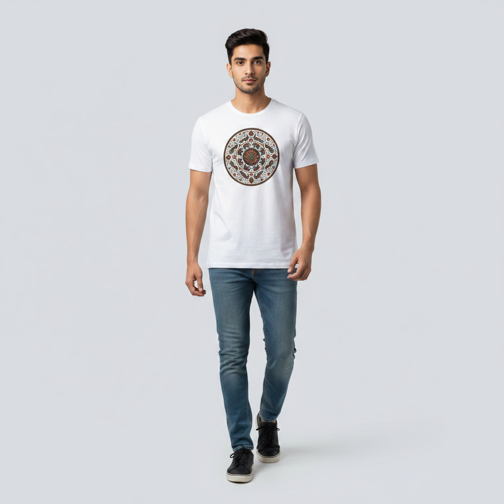 Somokriti Unisex Premium Cotton Printed T-Shirt - The Heritage Mandala | Regular Fit, Half Sleeve, Round Neck