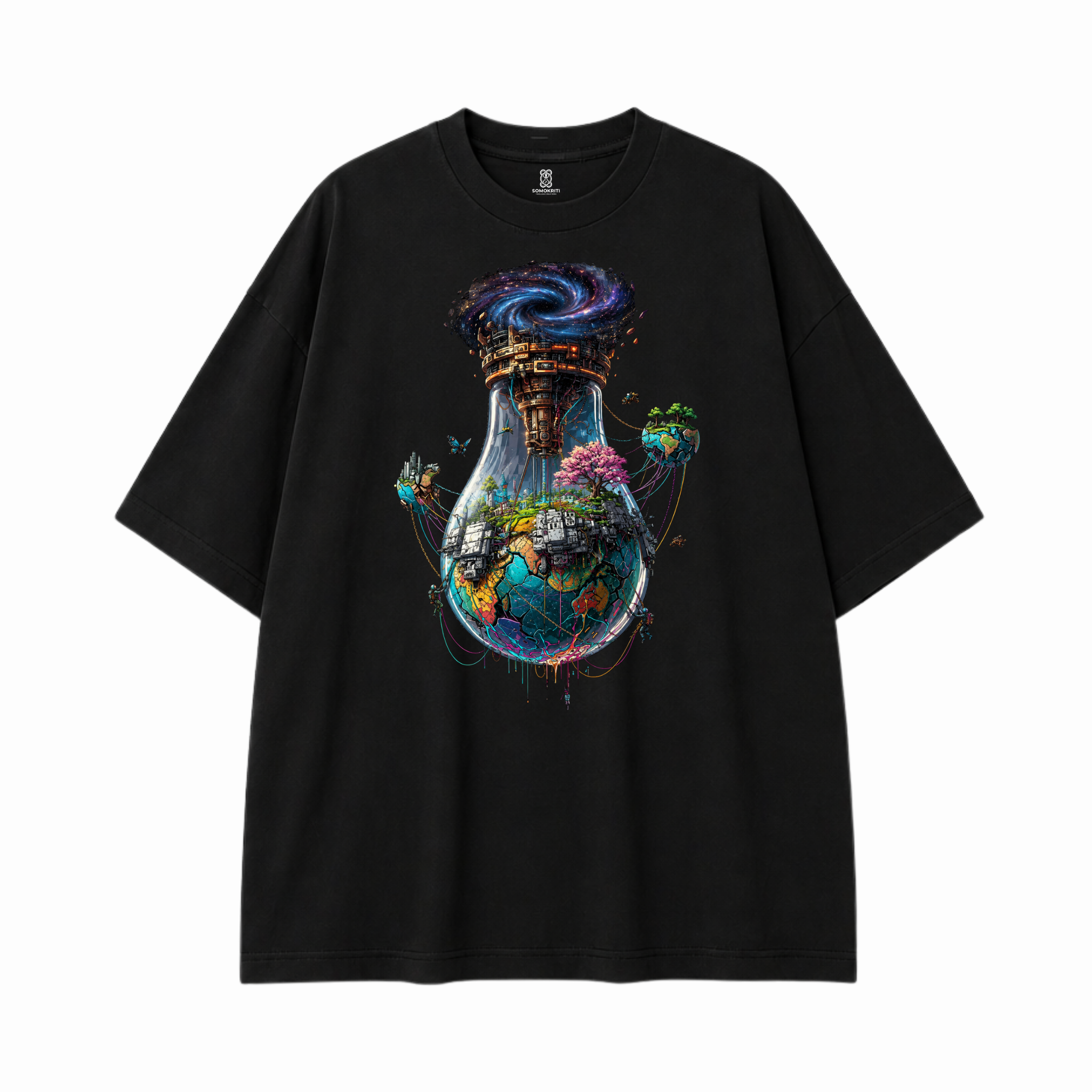 Somokriti Premium Cotton Printed T-Shirt - Stellar Sanctuary | Oversized Fit, Half Sleeve, Round Neck | Unisex