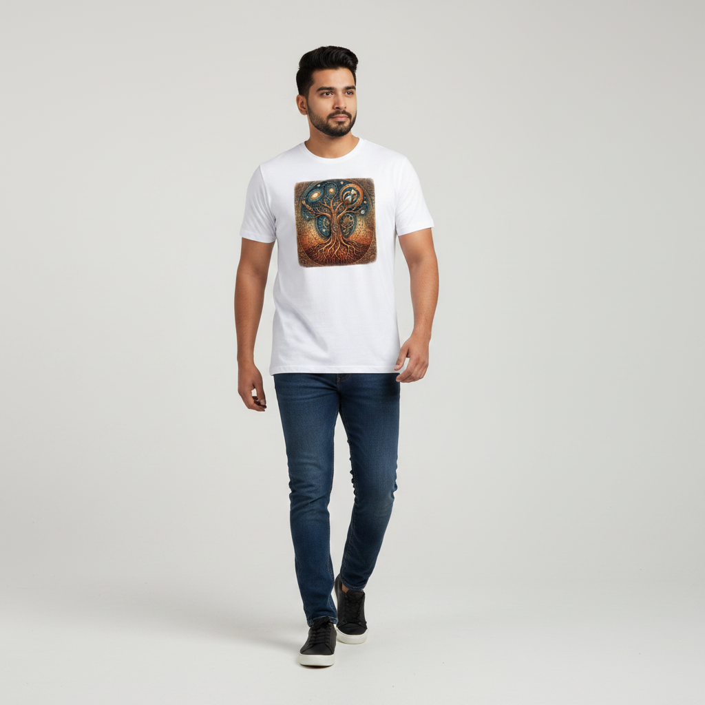 Somokriti Unisex Premium Cotton Printed T-Shirt - The Chronos Tree | Regular Fit, Half Sleeve, Round Neck