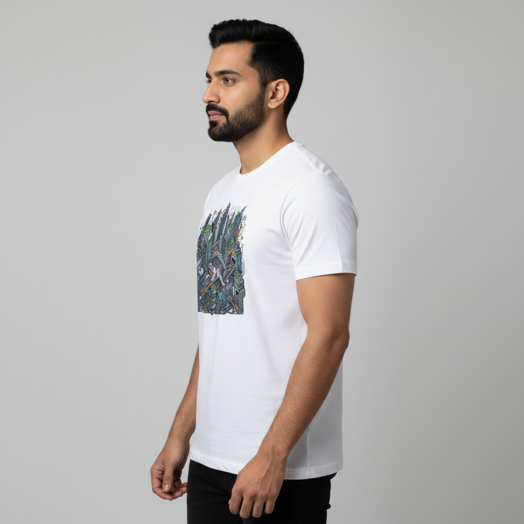 Somokriti Unisex Premium Cotton Printed T-Shirt - The Silicon Circuit | Regular Fit, Half Sleeve, Round Neck
