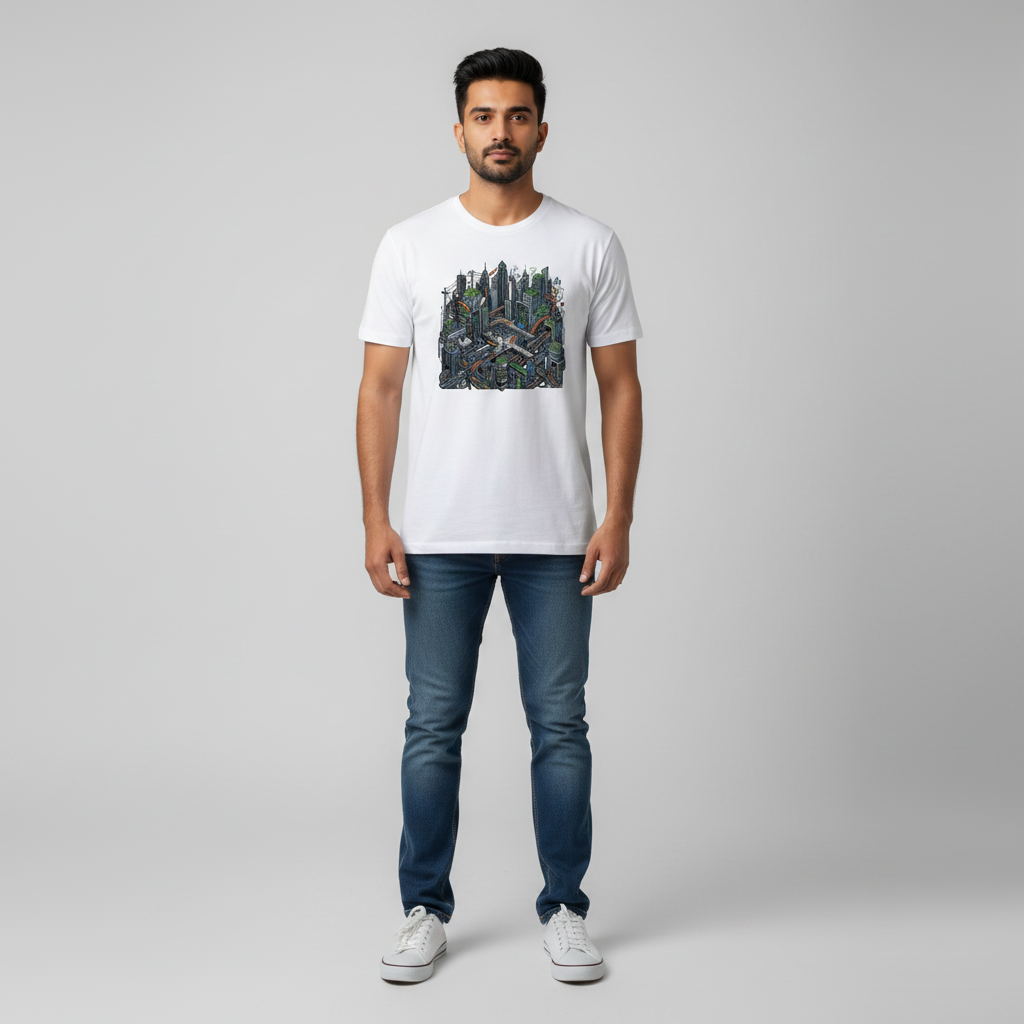 Somokriti Unisex Premium Cotton Printed T-Shirt - The Silicon Circuit | Regular Fit, Half Sleeve, Round Neck