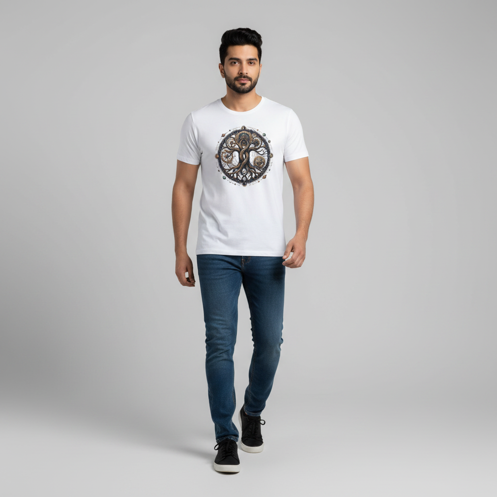 Somokriti Unisex Premium Cotton Printed T-Shirt - The Cosmic Engine | Regular Fit, Half Sleeve, Round Neck