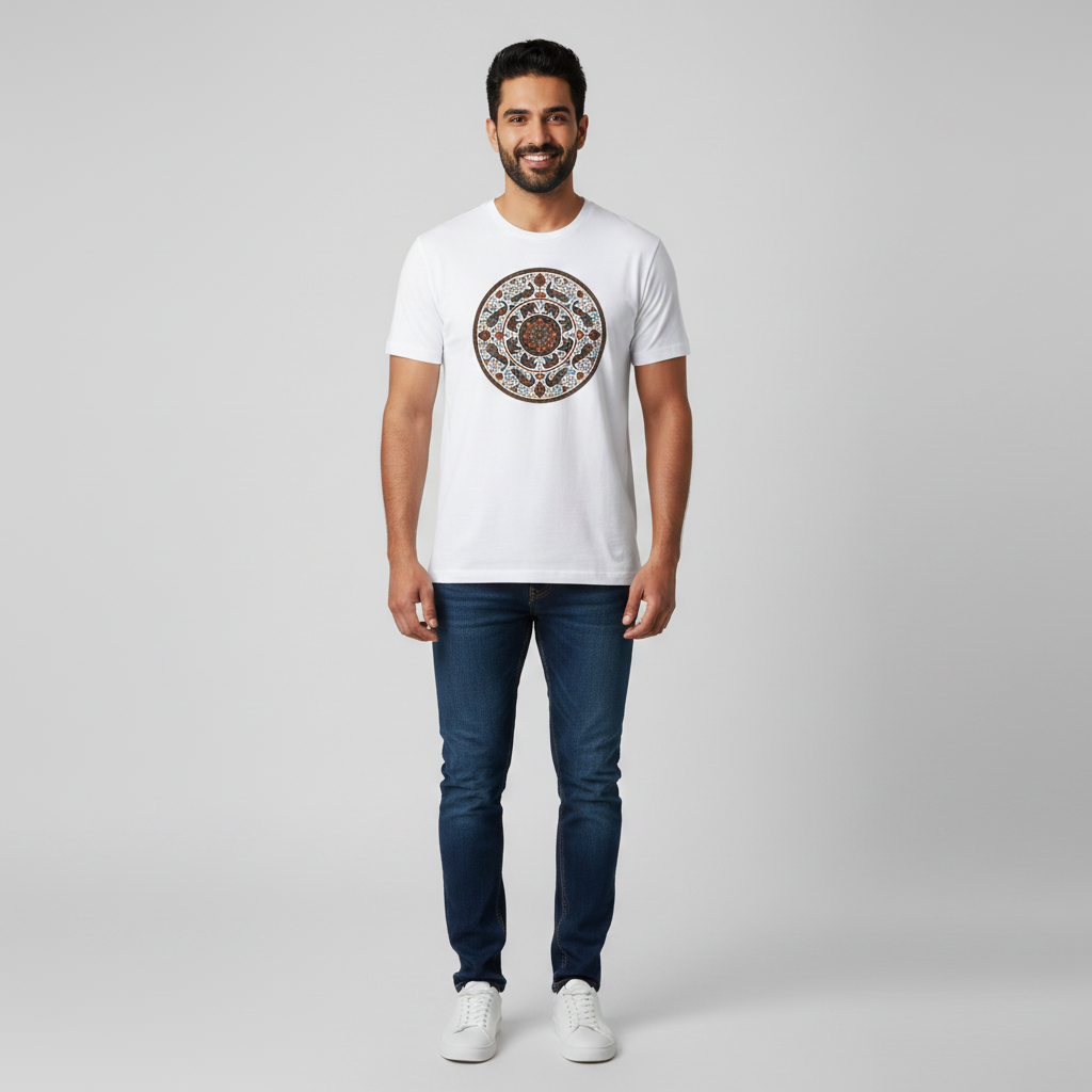 Somokriti Unisex Premium Cotton Printed T-Shirt - The Heritage Mandala | Regular Fit, Half Sleeve, Round Neck
