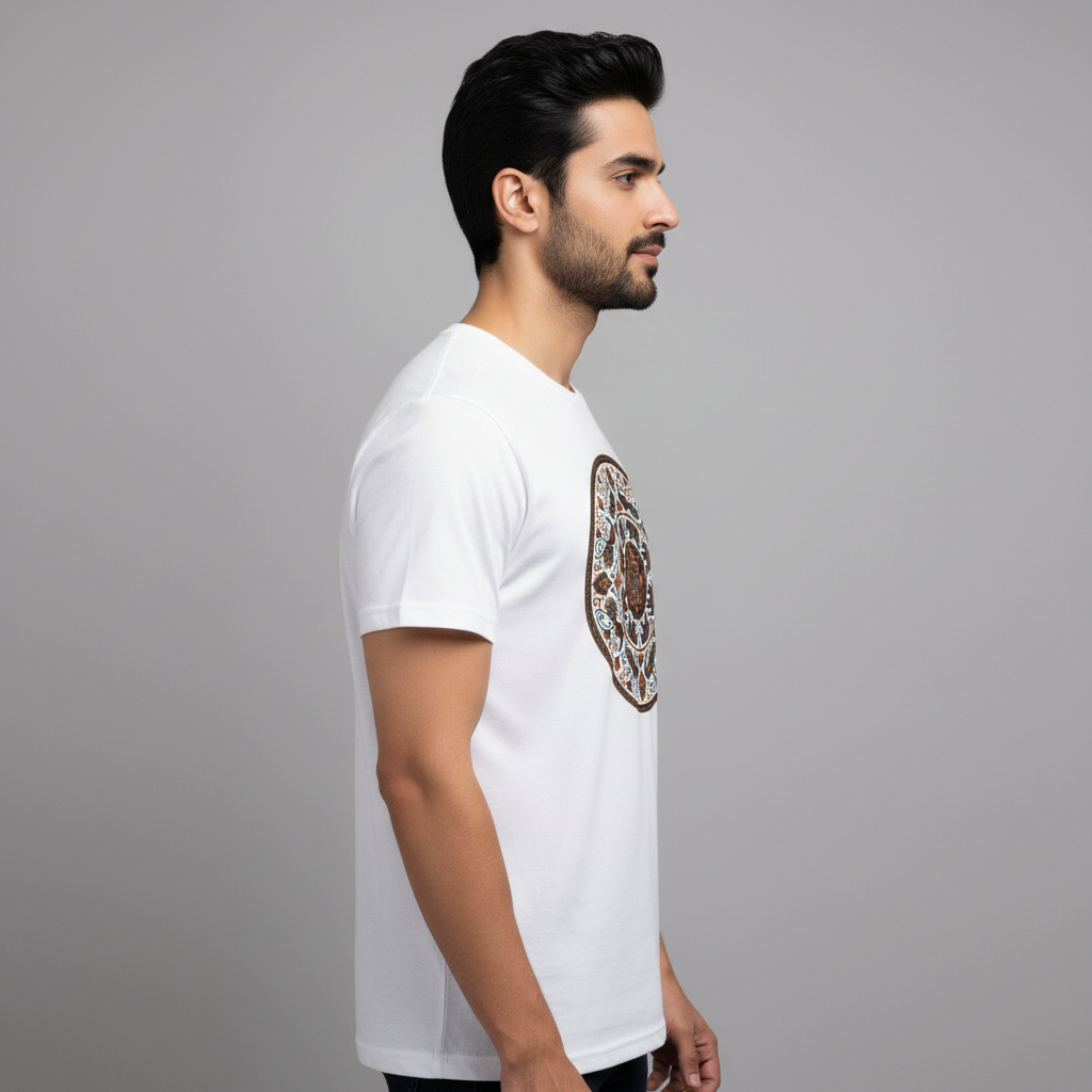 Somokriti Unisex Premium Cotton Printed T-Shirt - The Heritage Mandala | Regular Fit, Half Sleeve, Round Neck