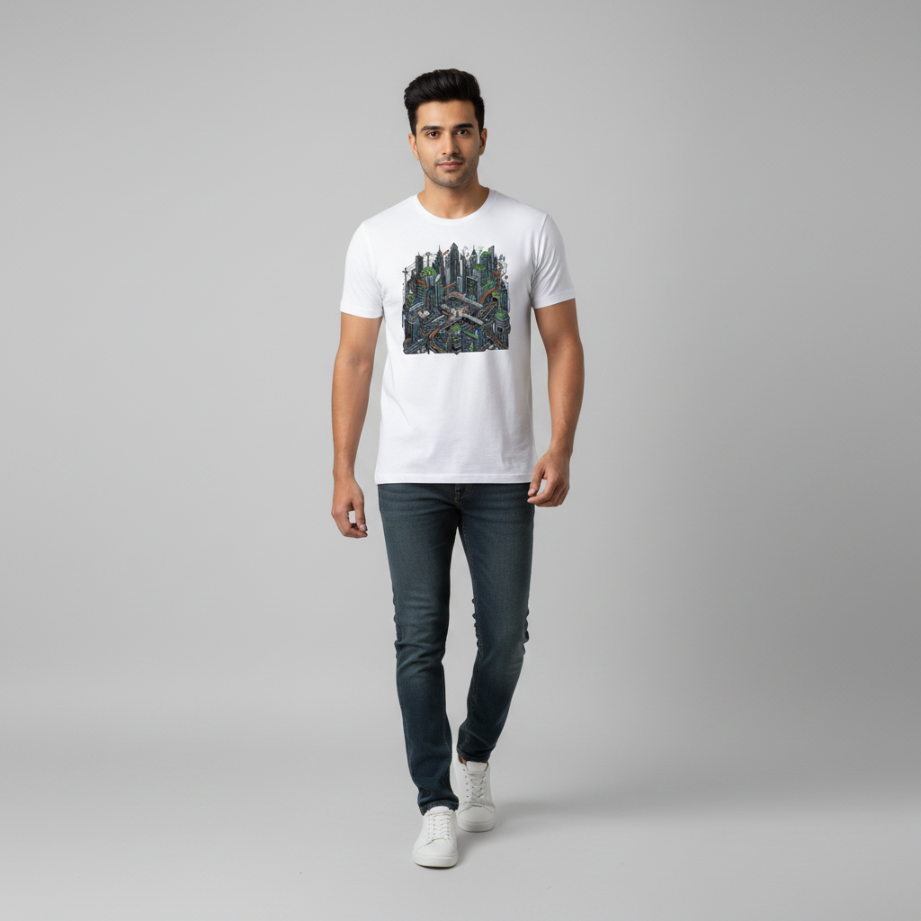 Somokriti Unisex Premium Cotton Printed T-Shirt - The Silicon Circuit | Regular Fit, Half Sleeve, Round Neck